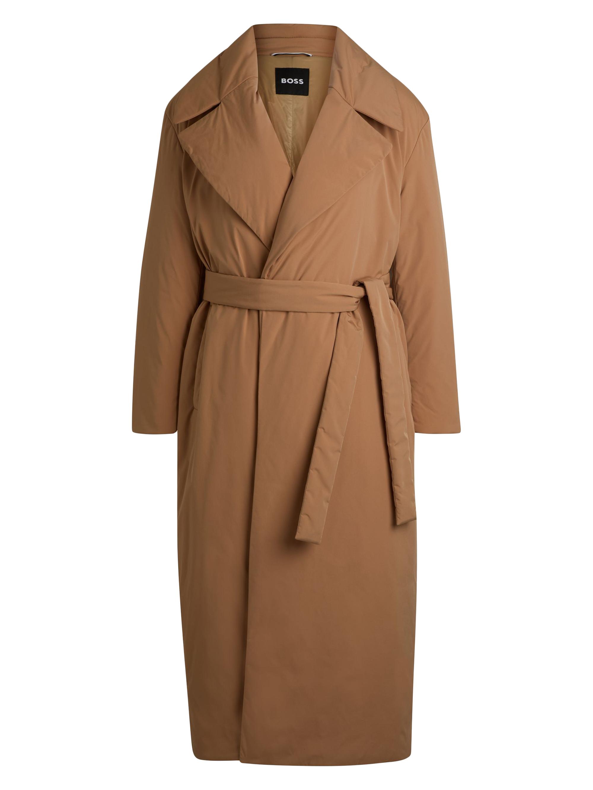 BOSS Women's Water-Repellent Padded Coat with Tie-Up Belt - Beige