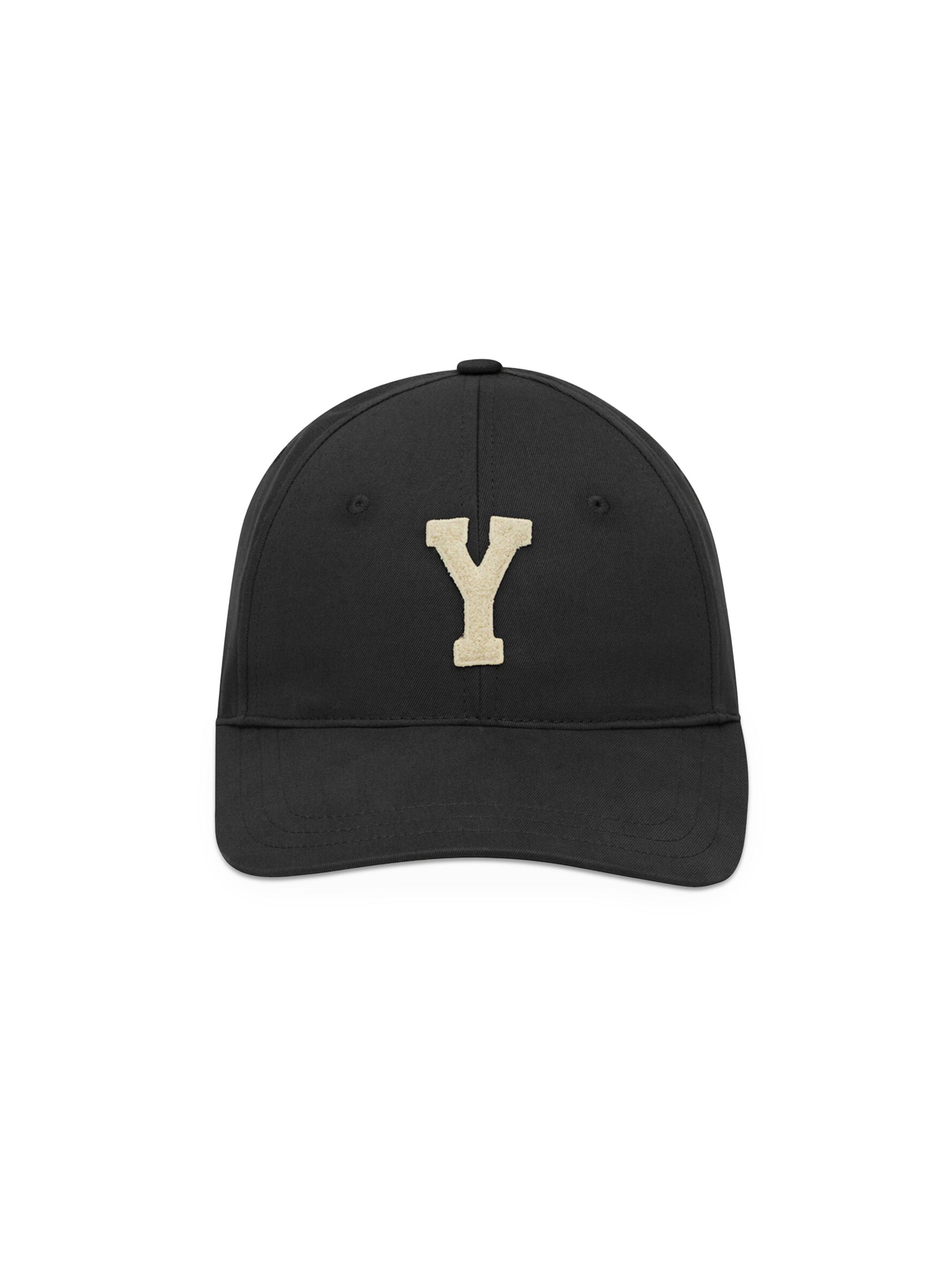 Saint Laurent Women's Y Varsity Cap in Gabardine - Black And | Thumbnail 5