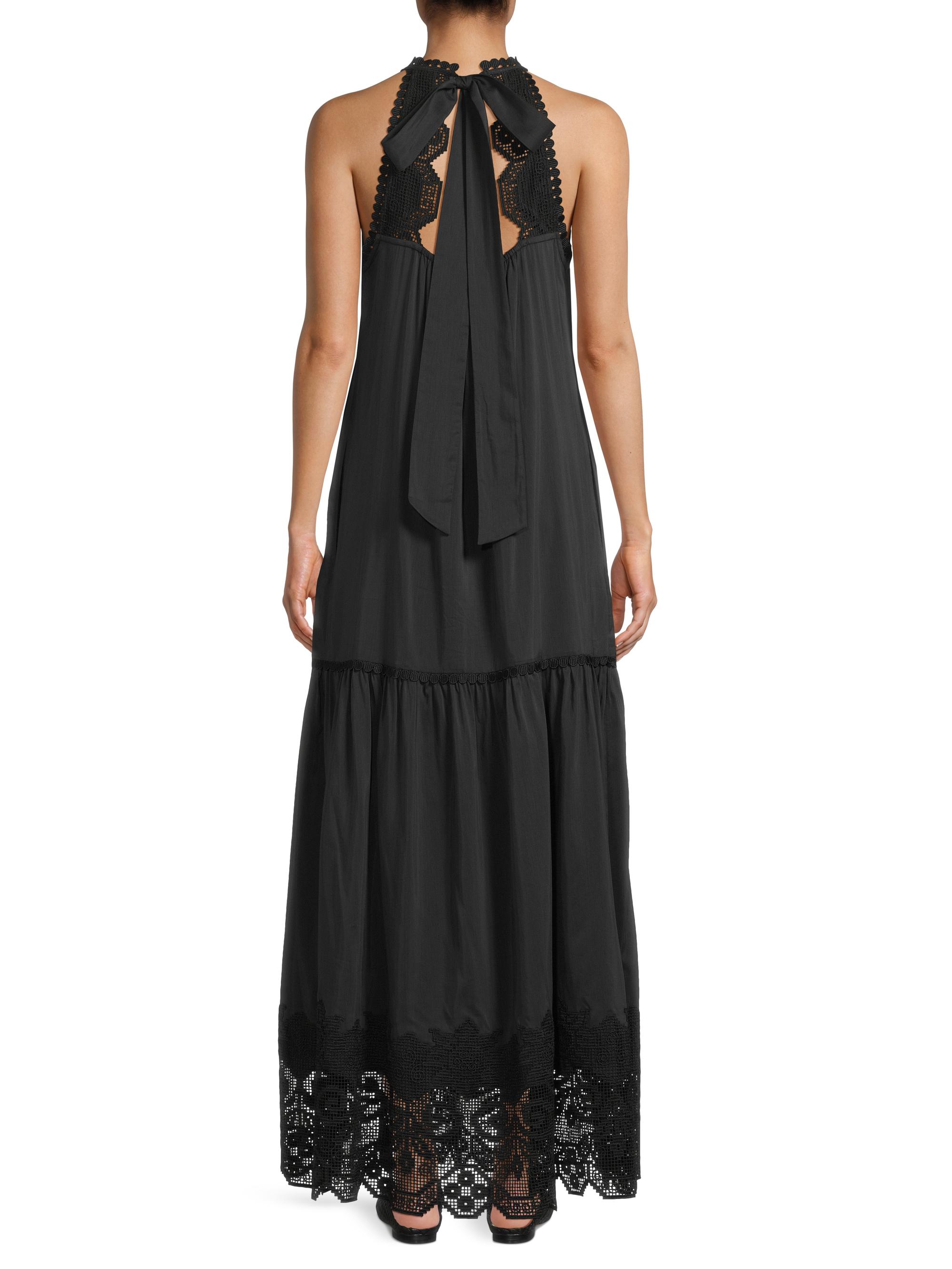 chinese dress ladies Black Halter Cut Out Rope Lace Up Dress Small main image 1