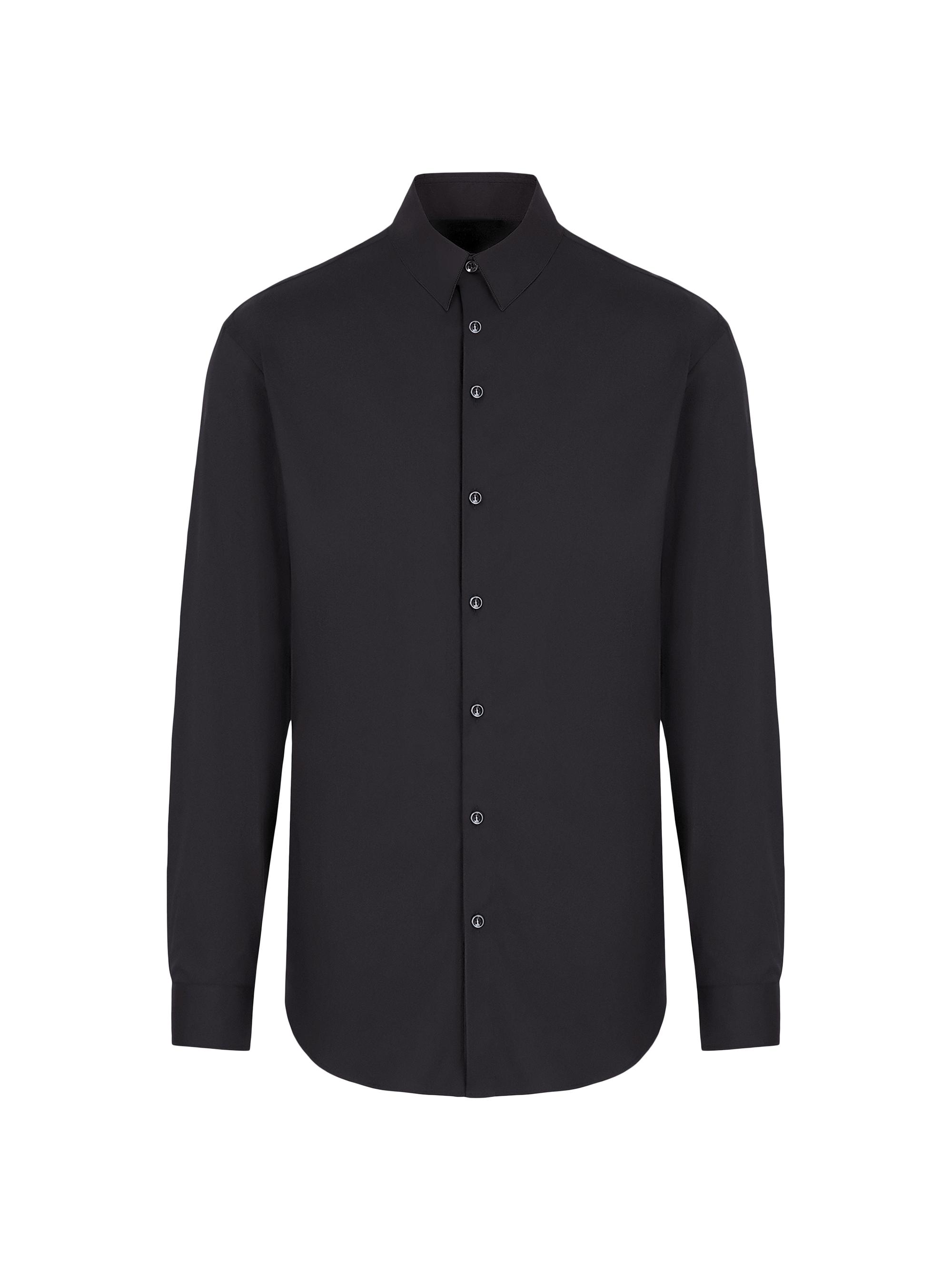Giorgio Armani Men's Popeline Stretch Cotton-Blend Shirt - Nero