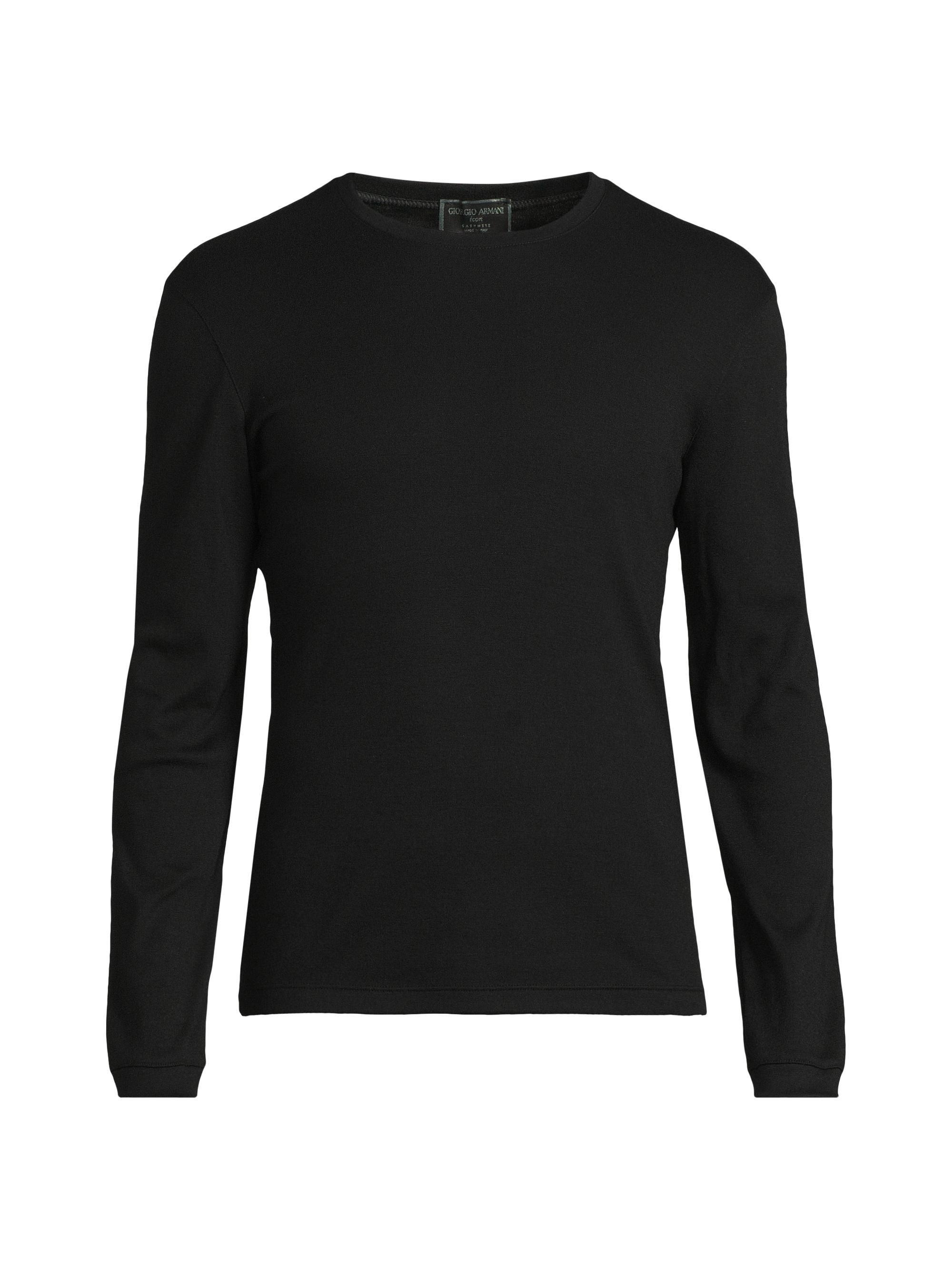 Giorgio Armani Men's Cashmere Jersey Long-Sleeve Shirt - Nero