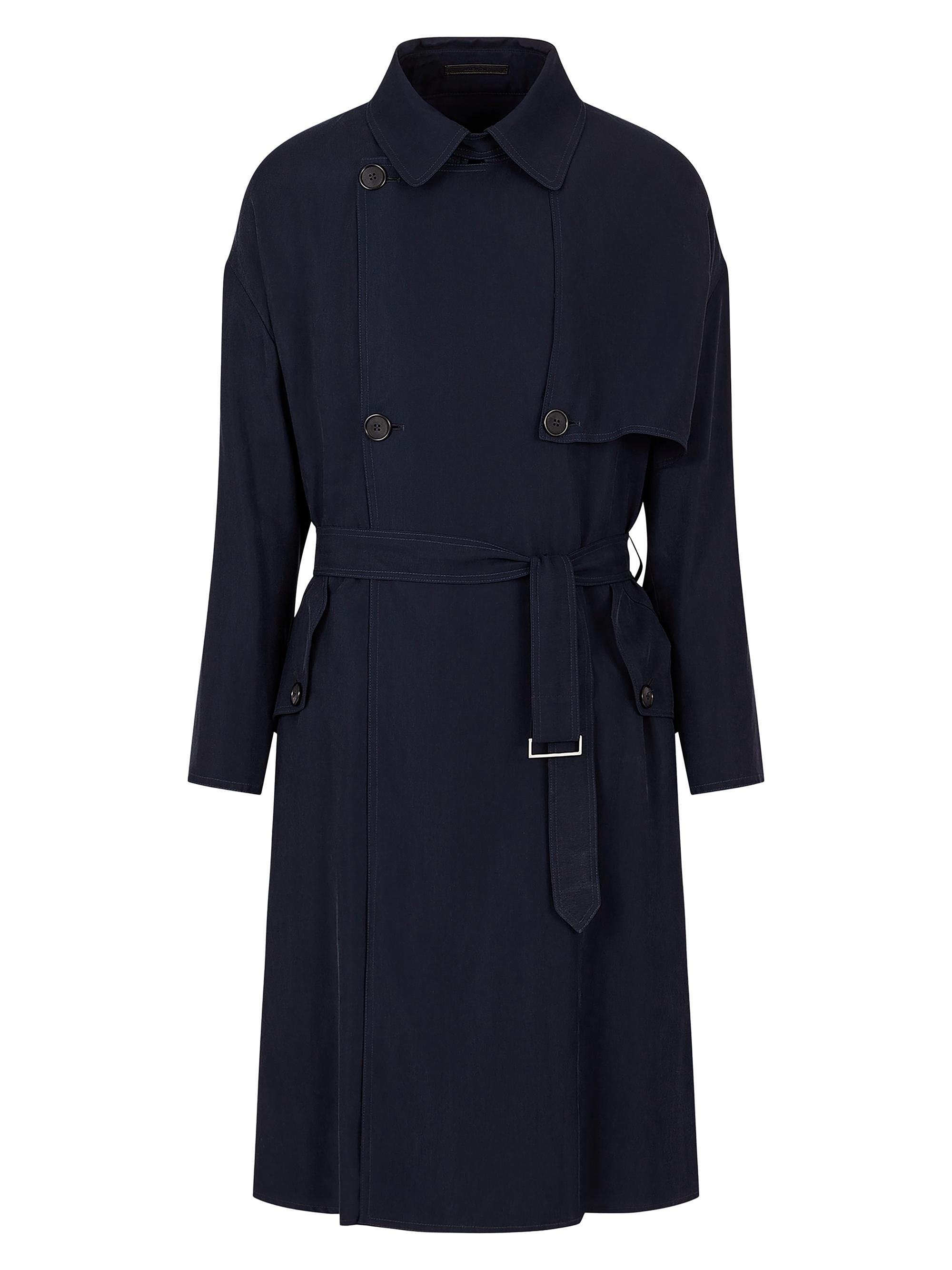 Giorgio Armani Men's Belted Double-Breasted Coat - Blue