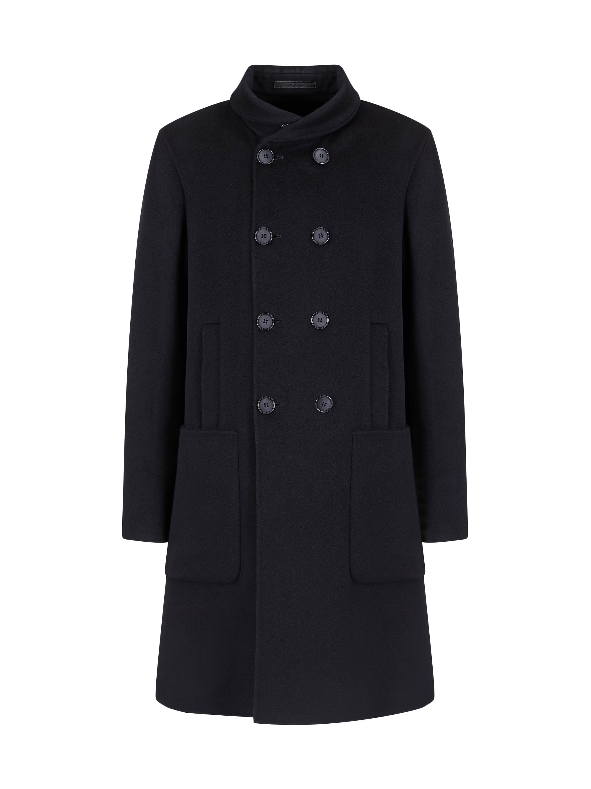 Giorgio Armani Men's Cashmere-Blend Double-Breasted Coat - Blue