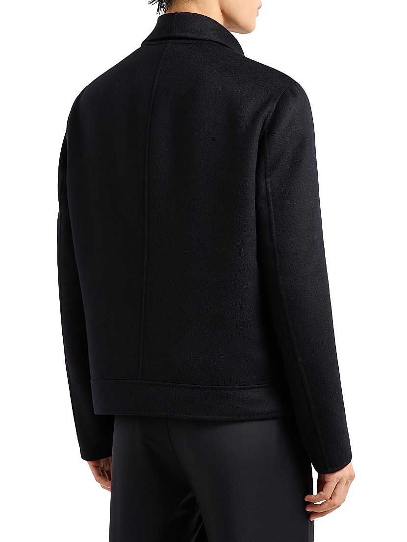 Shop Giorgio Armani Asymmetrical Zip Cashmere-Blend Shirt Shop Giorgio Armani Asymmetrical Zip Cashmere-Blend Shirt