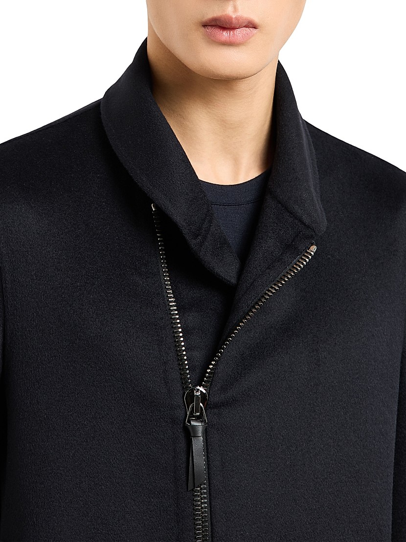 Shop Giorgio Armani Asymmetrical Zip Cashmere-Blend Shirt Shop Giorgio Armani Asymmetrical Zip Cashmere-Blend Shirt