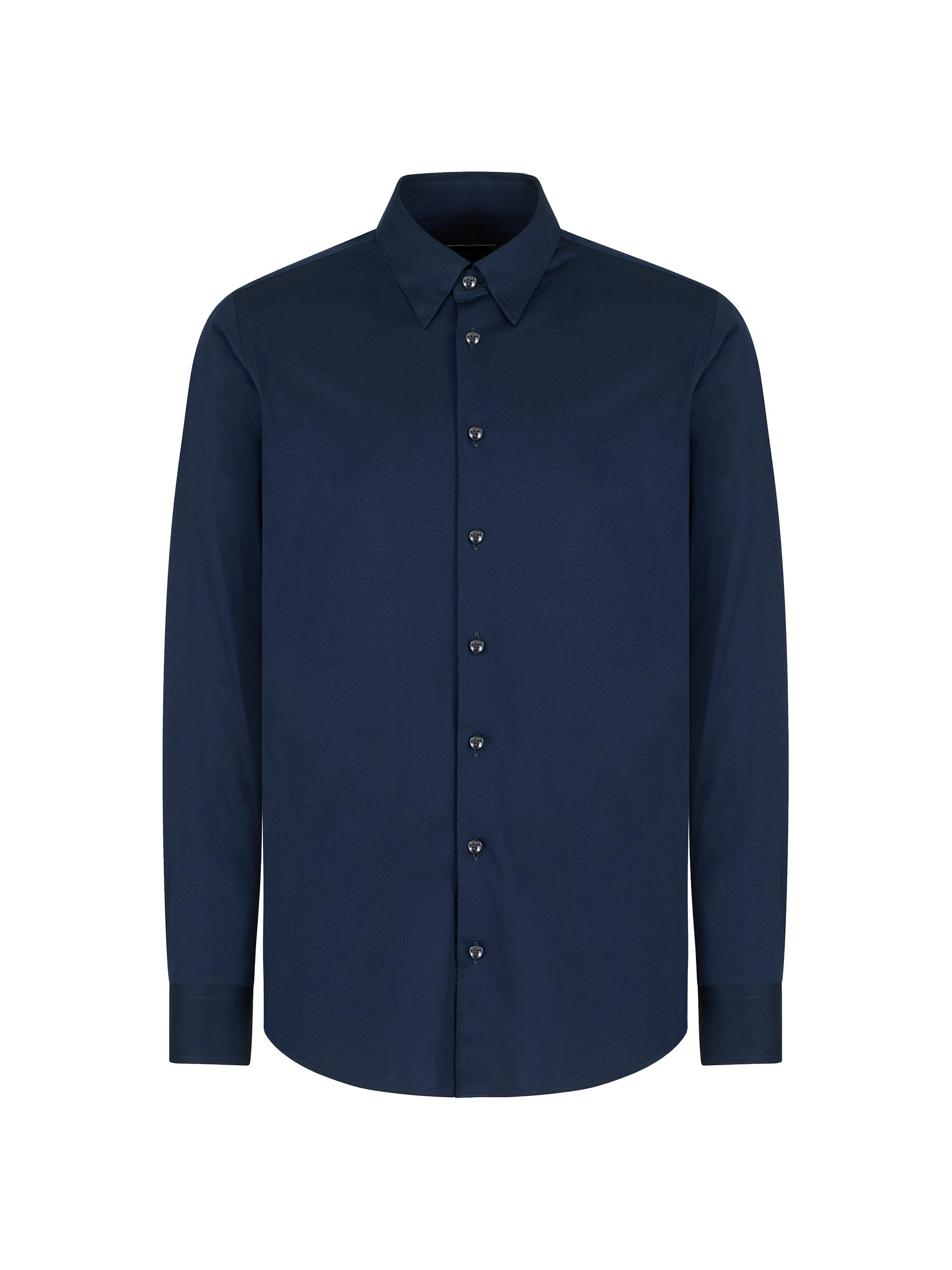 Giorgio Armani Men's Cotton Jersey Shirt - Blue