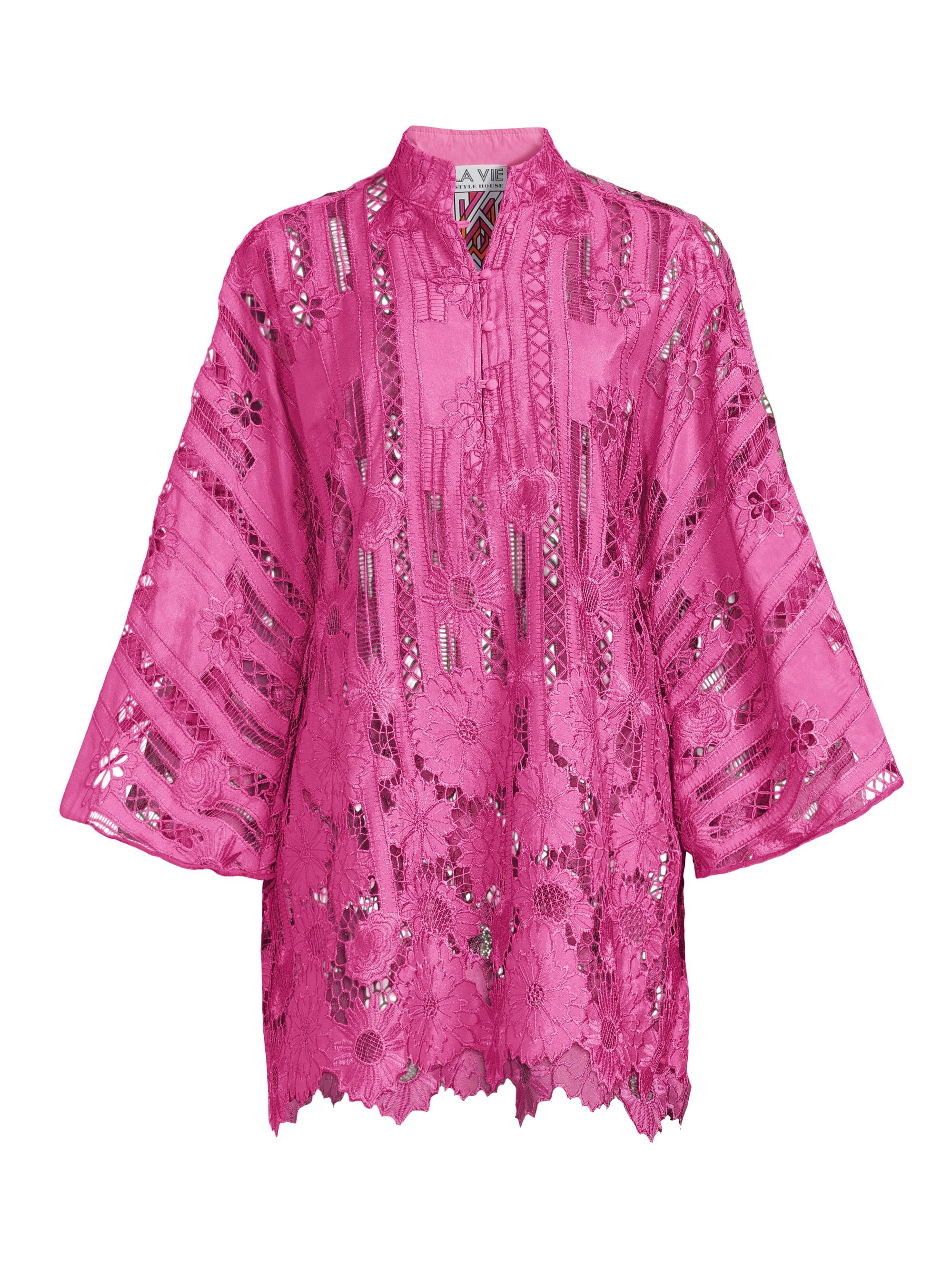 La Vie Style House '60s Floral Lace Mini Caftan | Saks Fifth Avenue