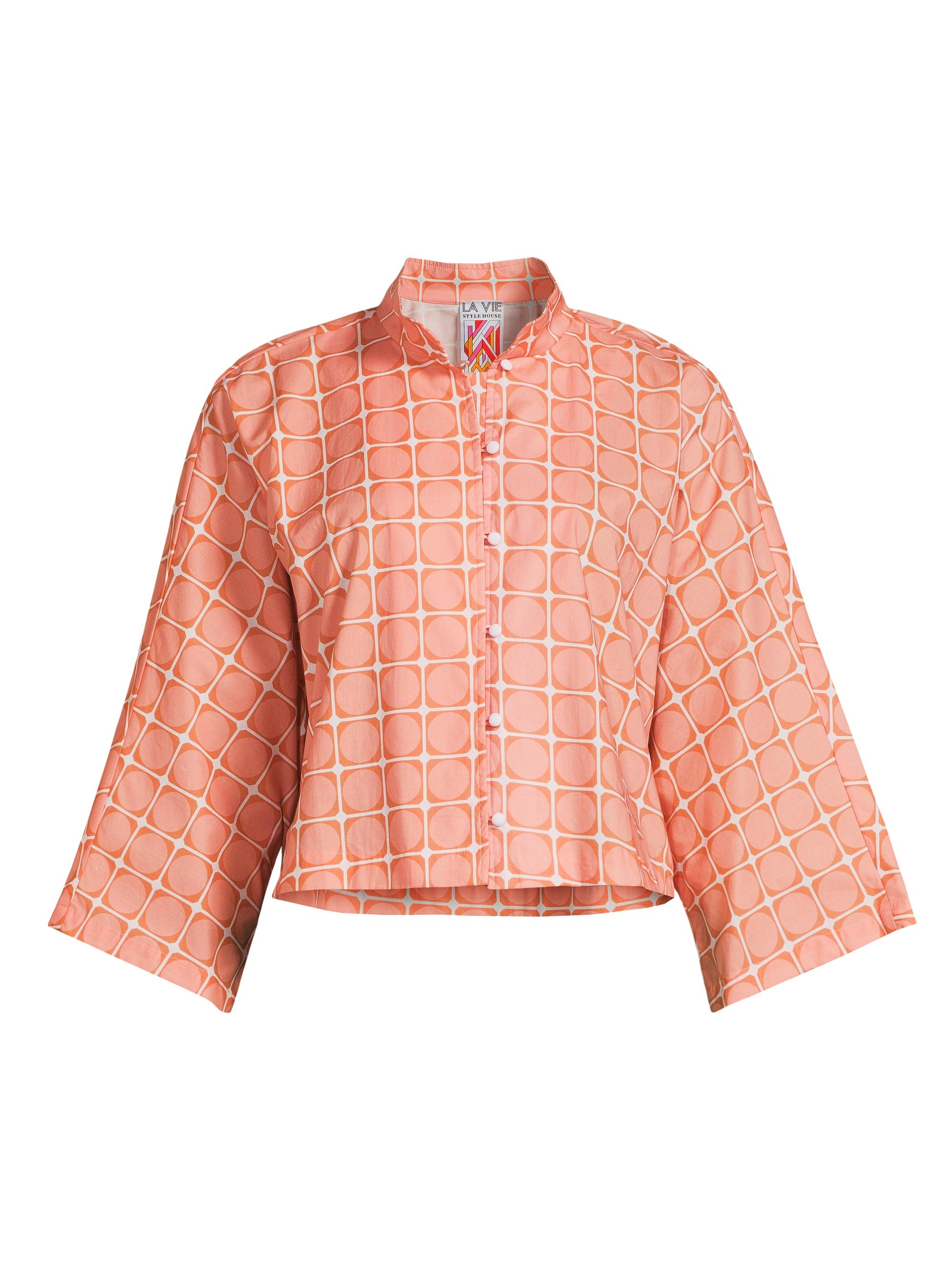 La Vie Style House Women's Circular Print Everyday Shirt - Peach