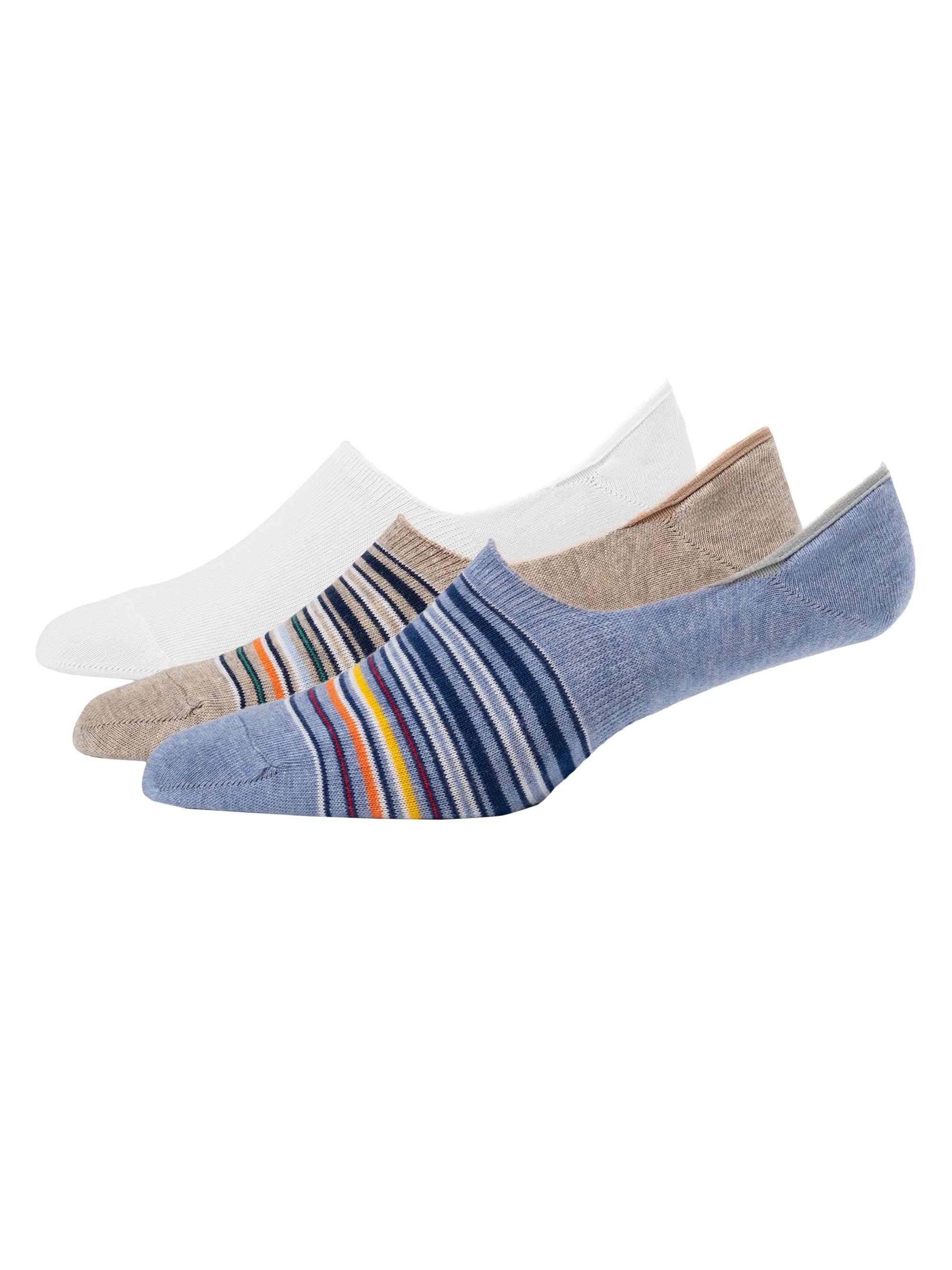 Saks Fifth Avenue Men's 3-Pack Striped Cotton No-Show Socks - Mixed