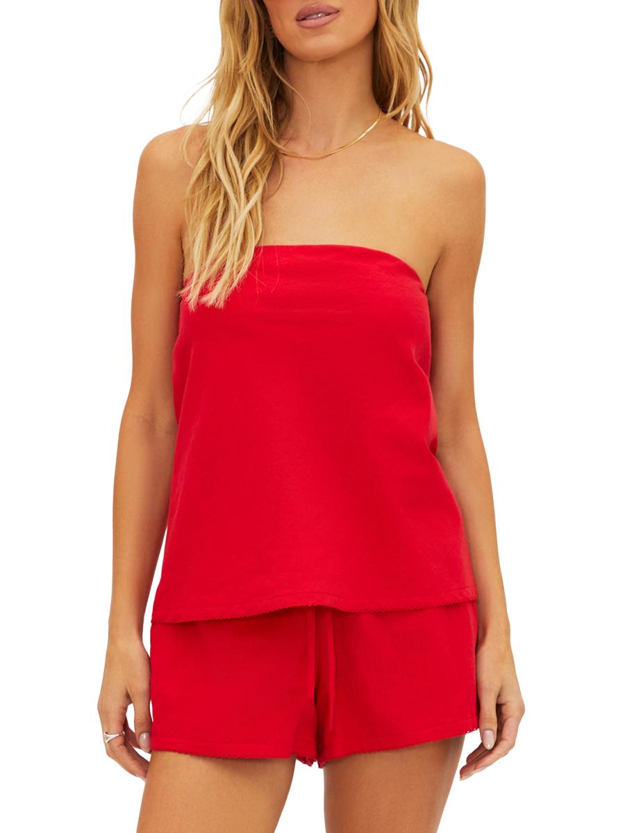 Beach Riot Celeste Cotton-Linen Strapless Top | Saks Fifth Avenue