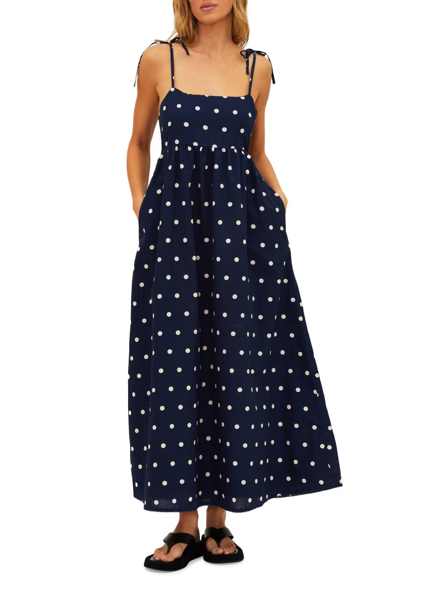 Beach Riot Valory Cotton-Linen Polka Dot Maxi Dress | Saks Fifth Avenue