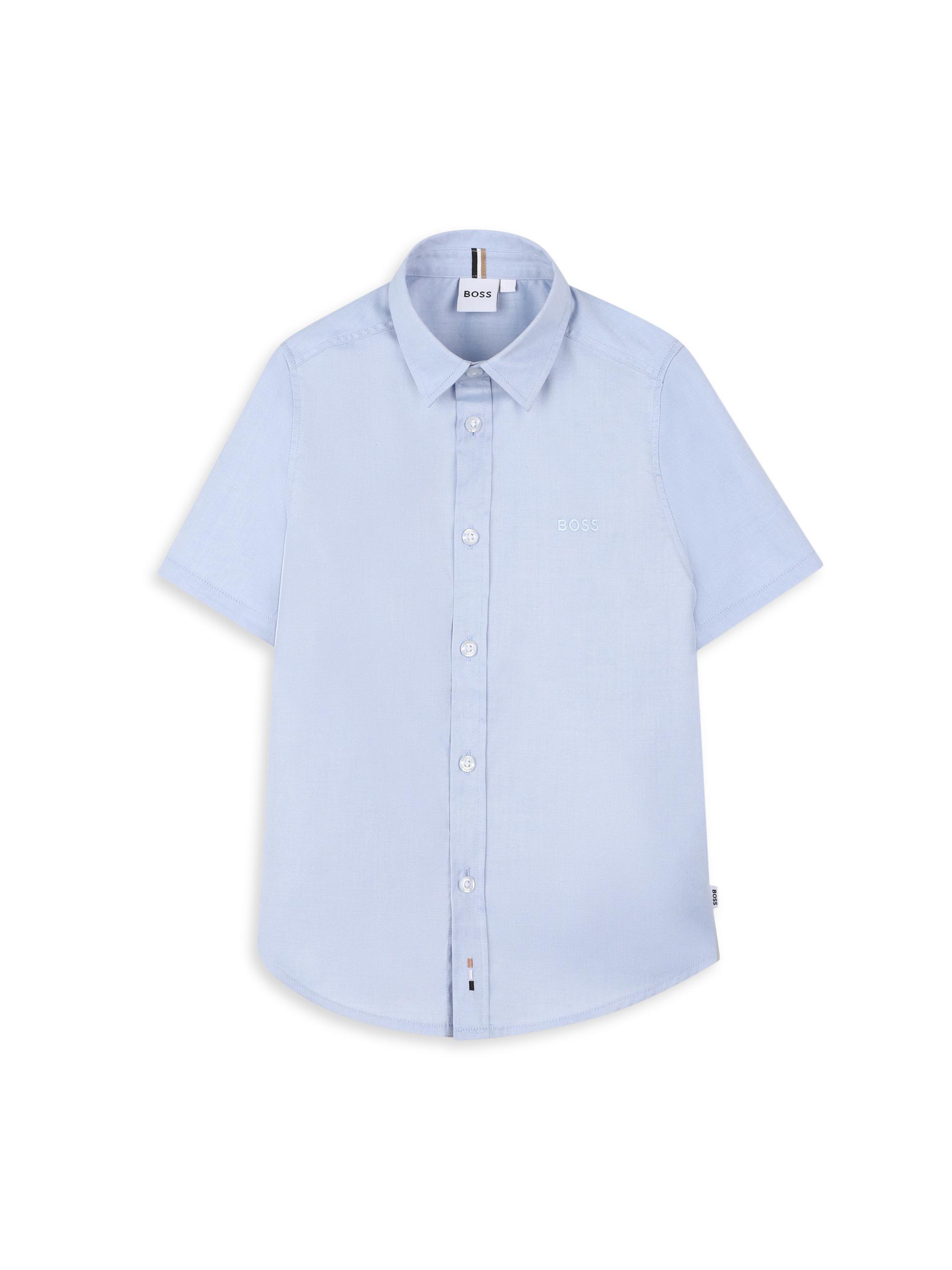 BOSS Little Boy's & Boy's Oxford Short-Sleeve Shirt - Pale Blue