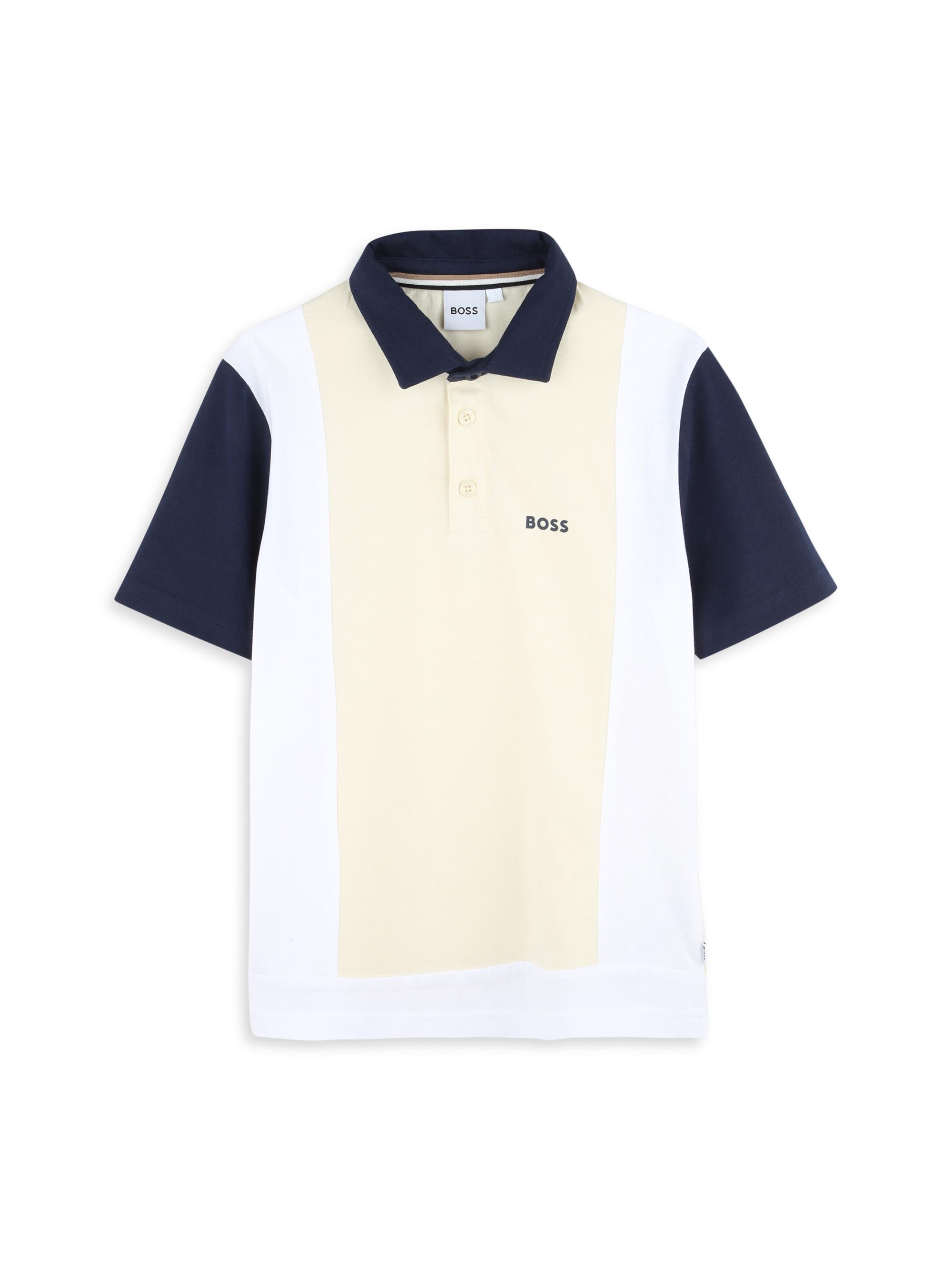 BOSS Little Boy's Logo Colorblock Polo Shirt - Sand