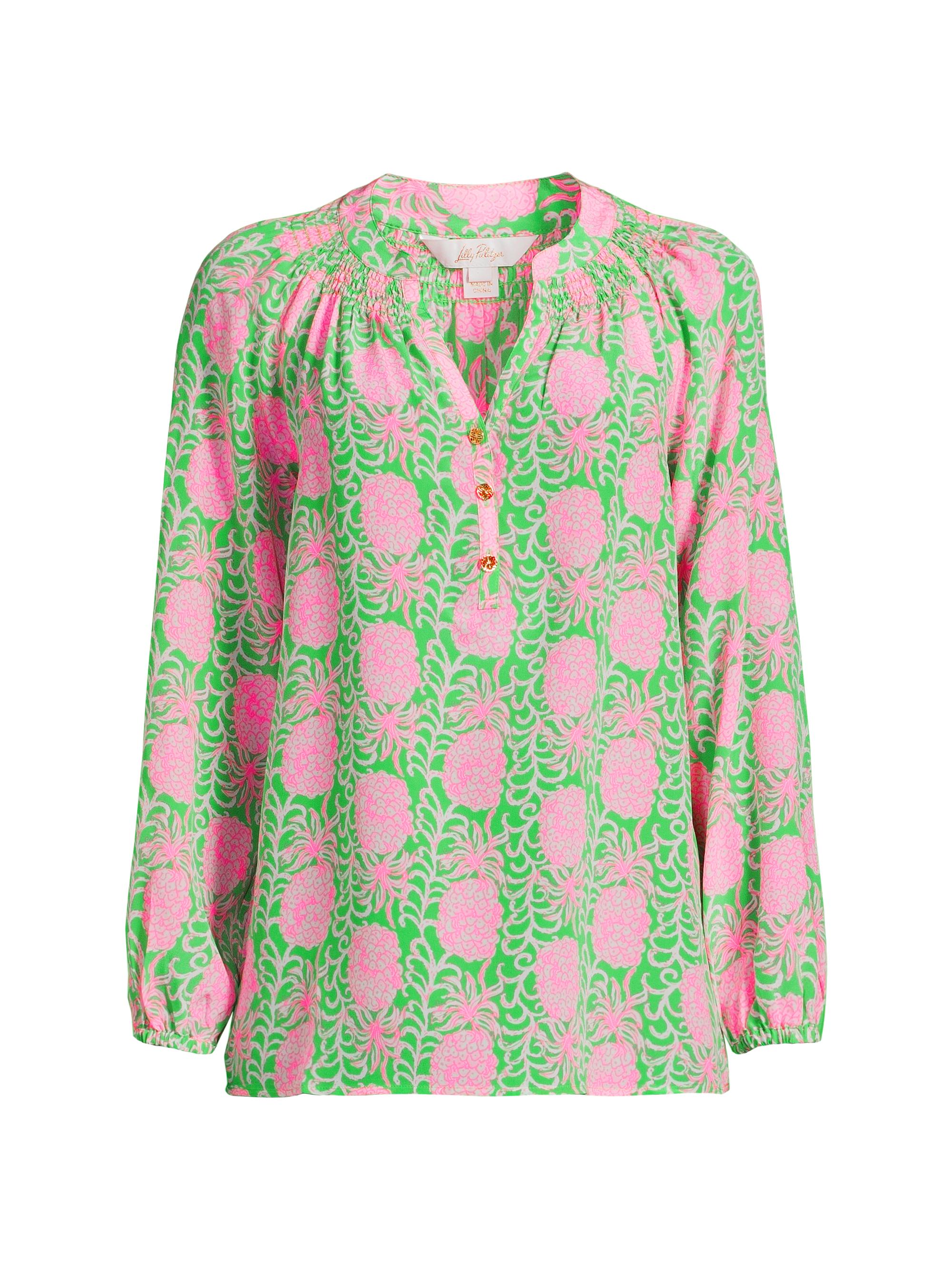 Lilly Pulitzer Women's Printed Silk Blouse - Fauna Green