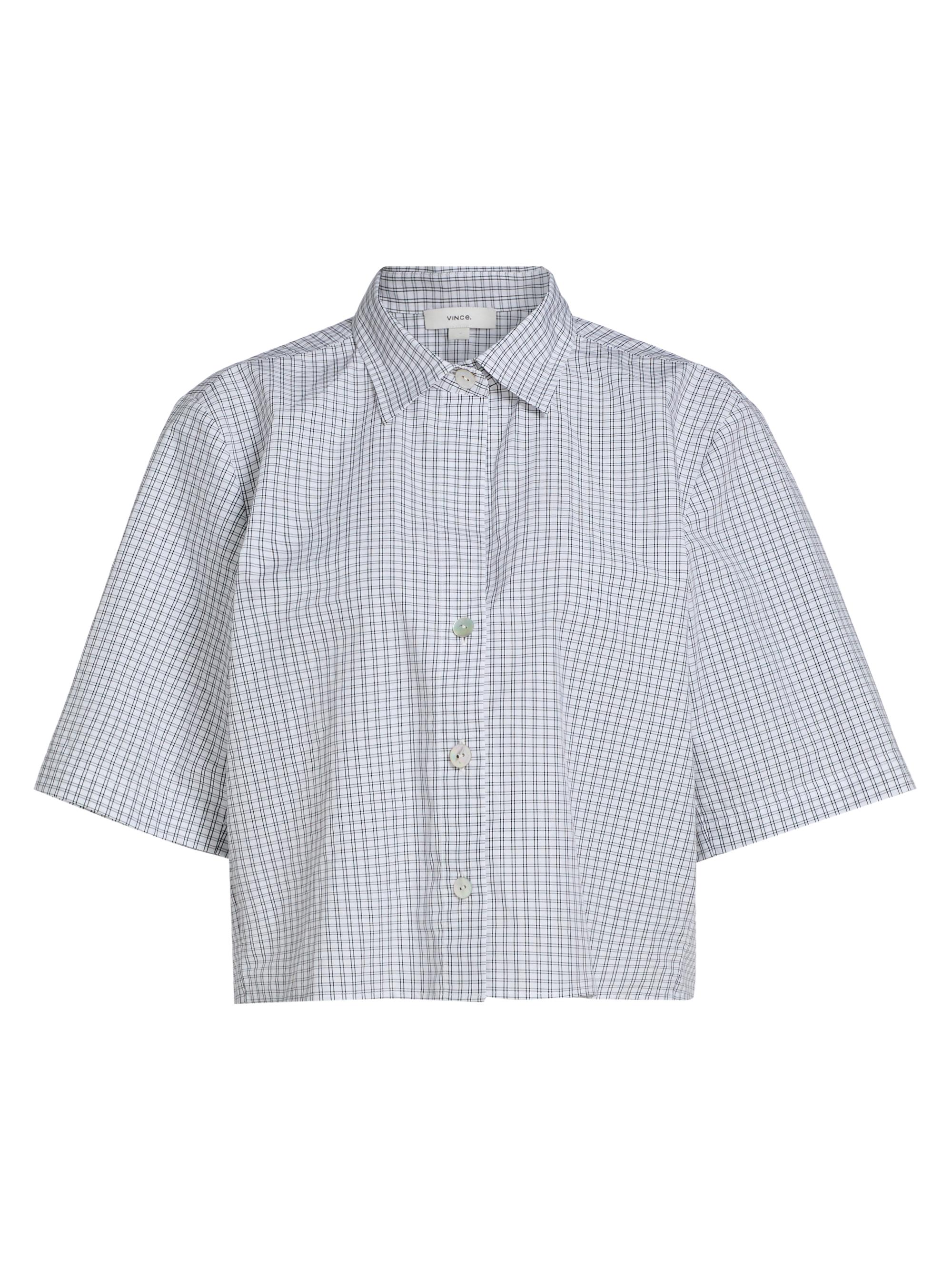Vince Women's Cropped Check Cotton Shirt - Off White Coastal