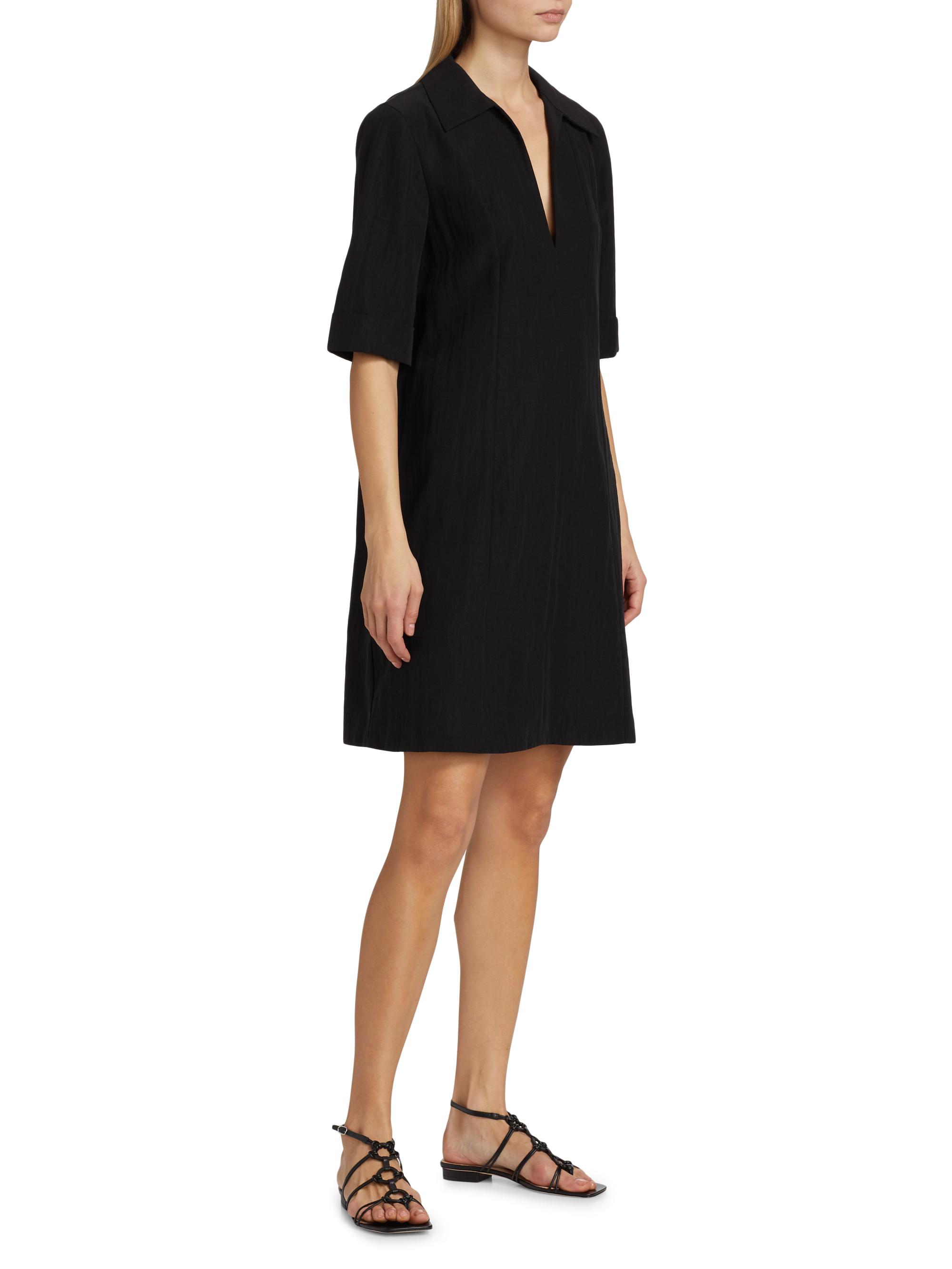 Short-Sleeve A-Line Mini-Shirtdress