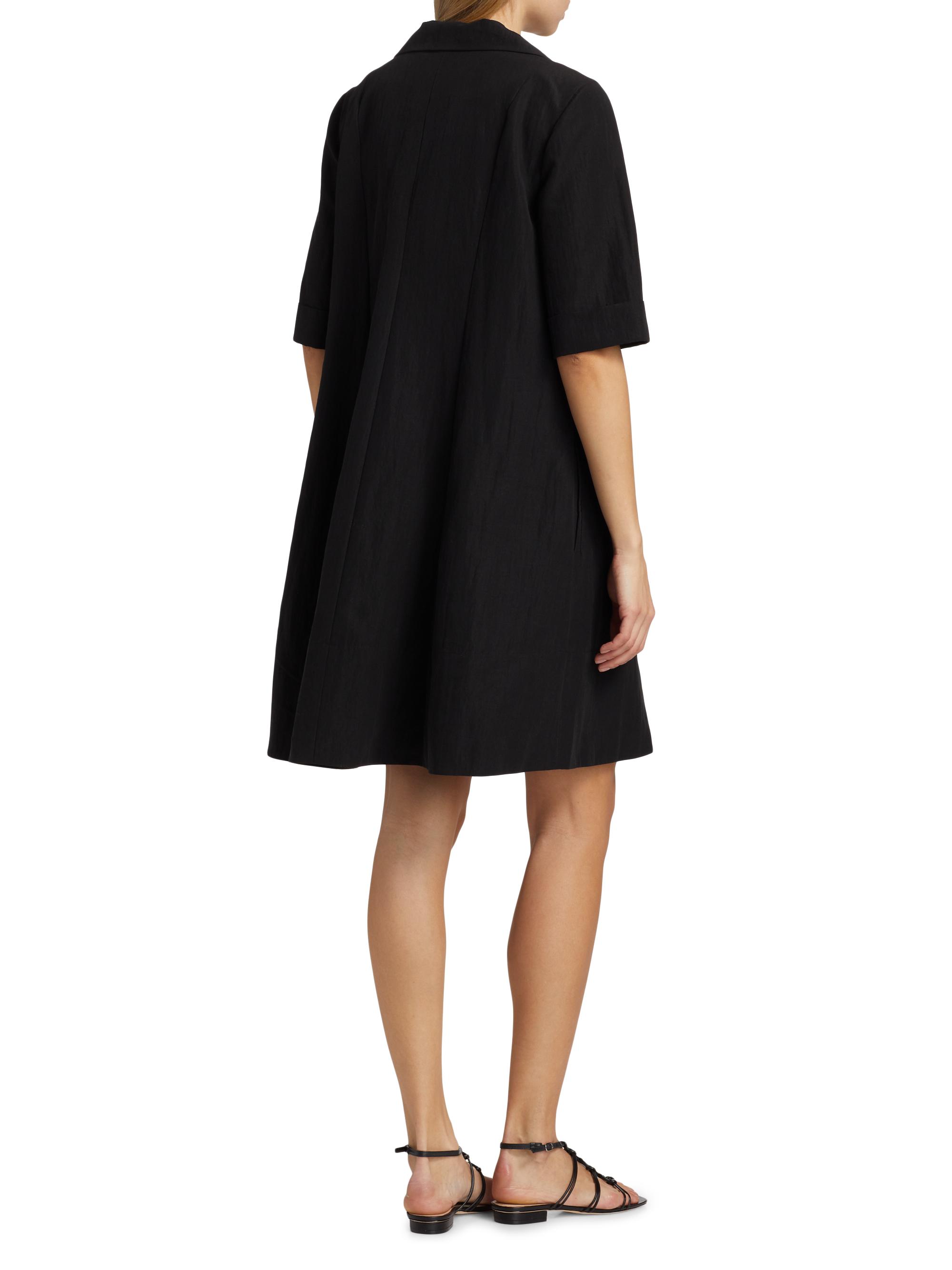 Short-Sleeve A-Line Mini-Shirtdress