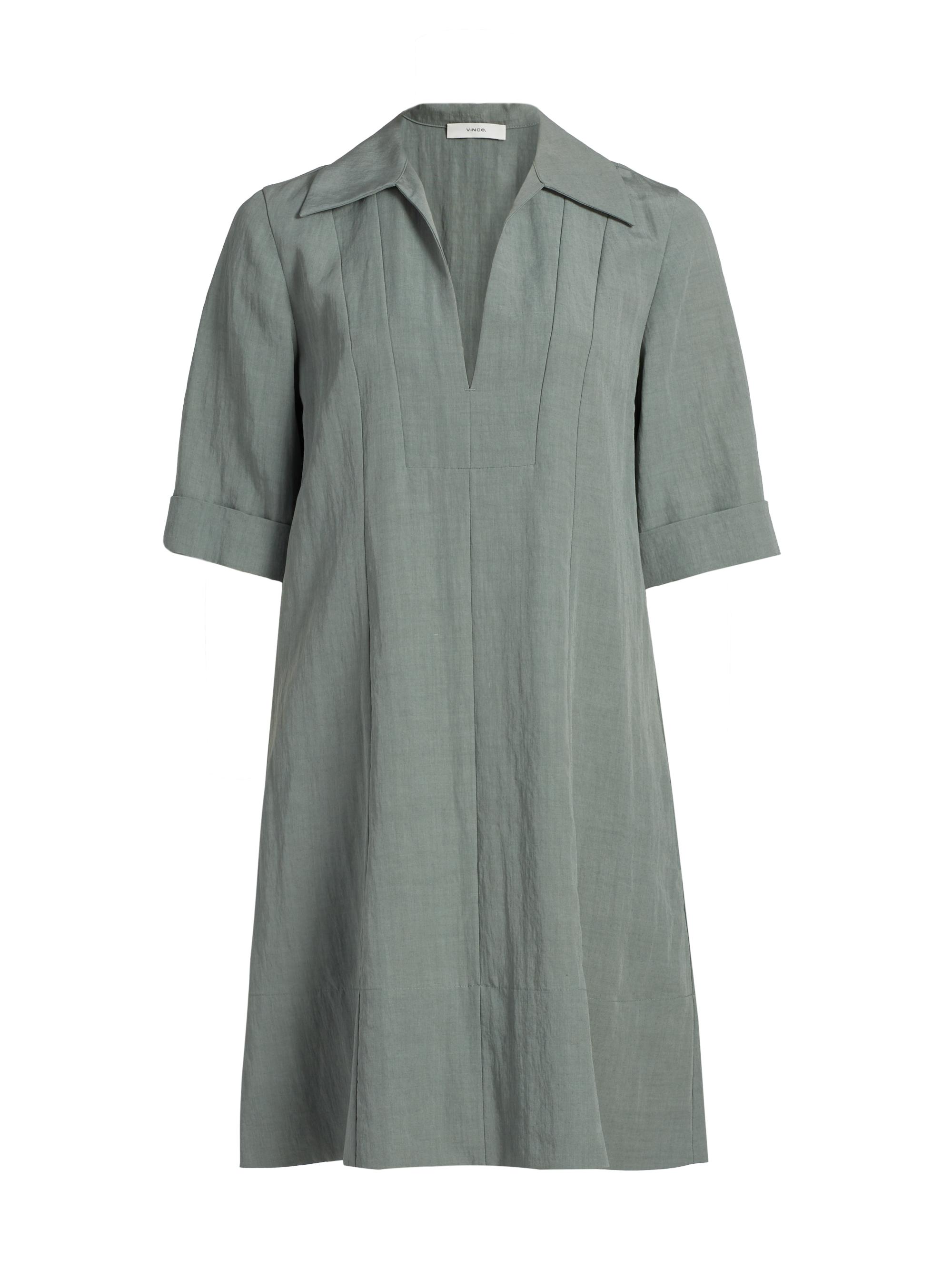 Vince Women's Short-Sleeve A-Line Mini-Shirtdress - Clay Sage