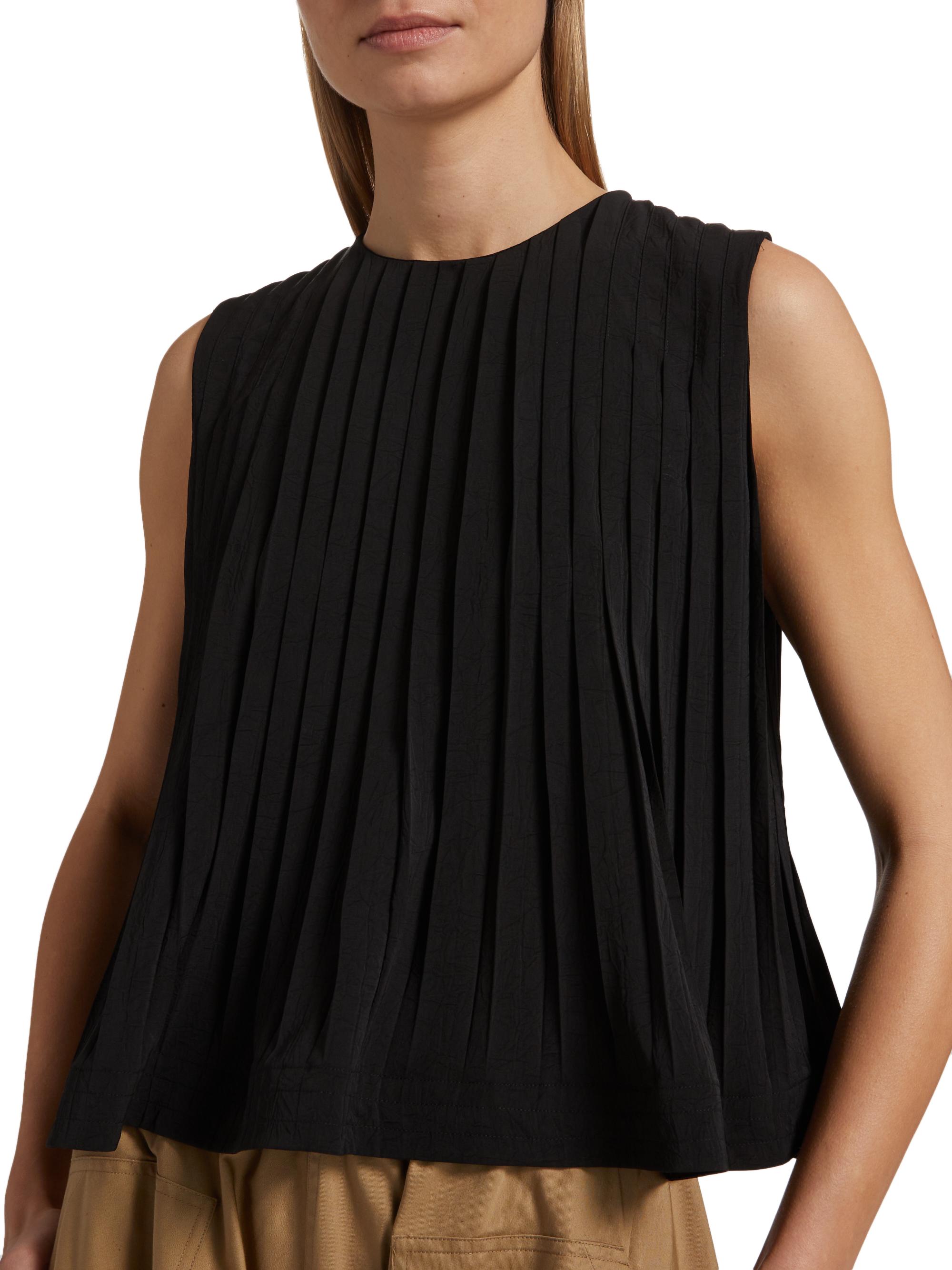 Vince Pleated A-Line Crewneck Top | Saks Fifth Avenue
