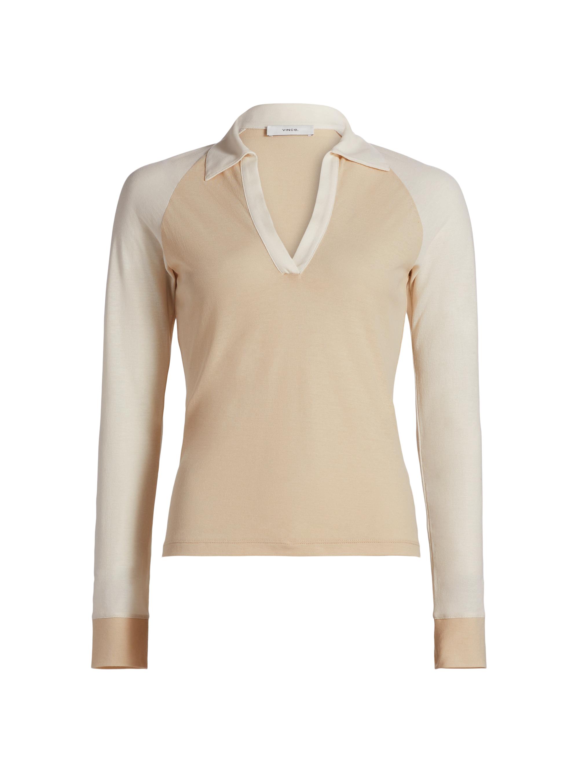 Vince Women's Colorblock Cotton Polo Shirt - Pale Canyon Combo