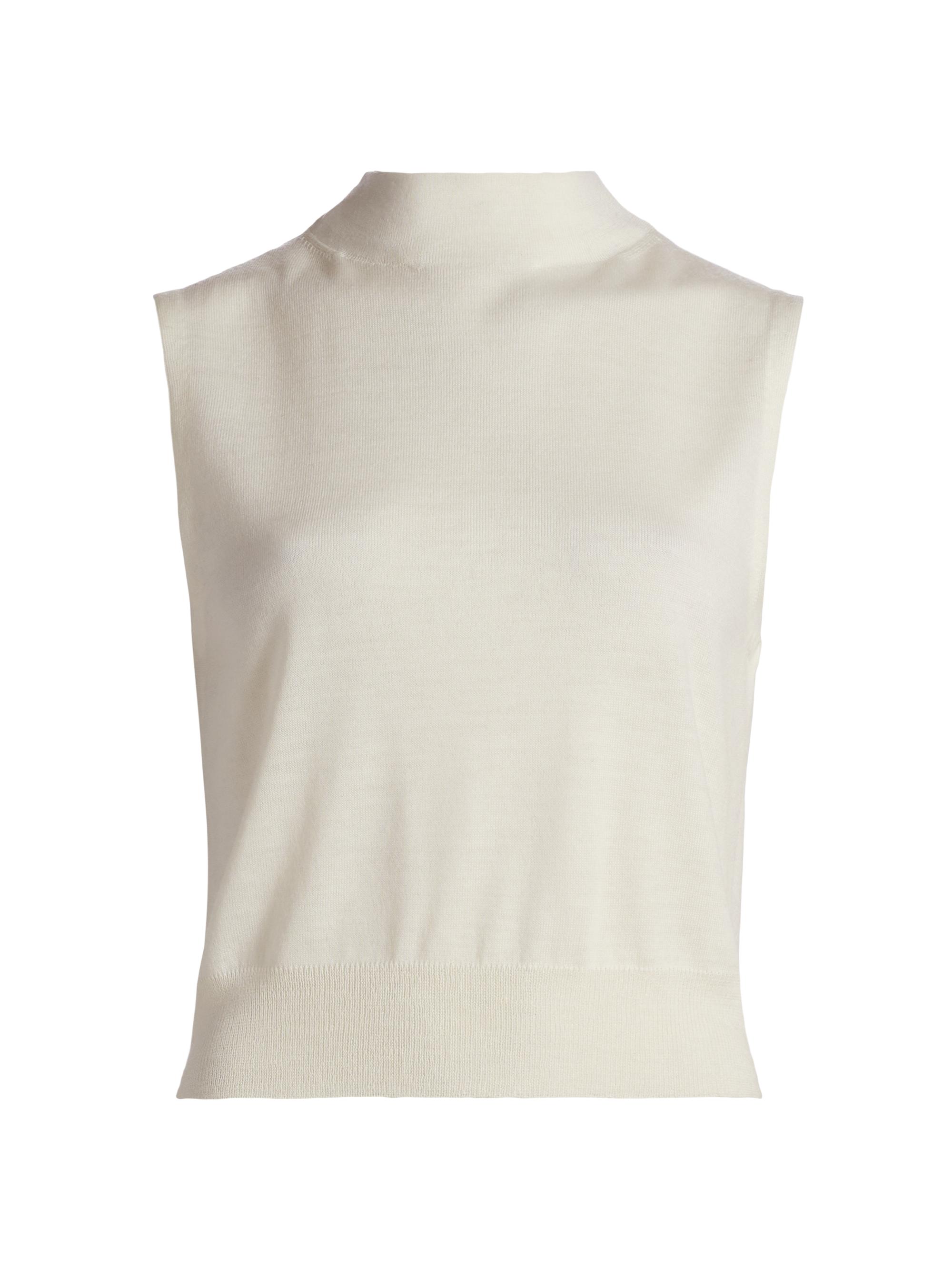 Vince Women's Mock Turtleneck Sleeveless Sweater - Off White