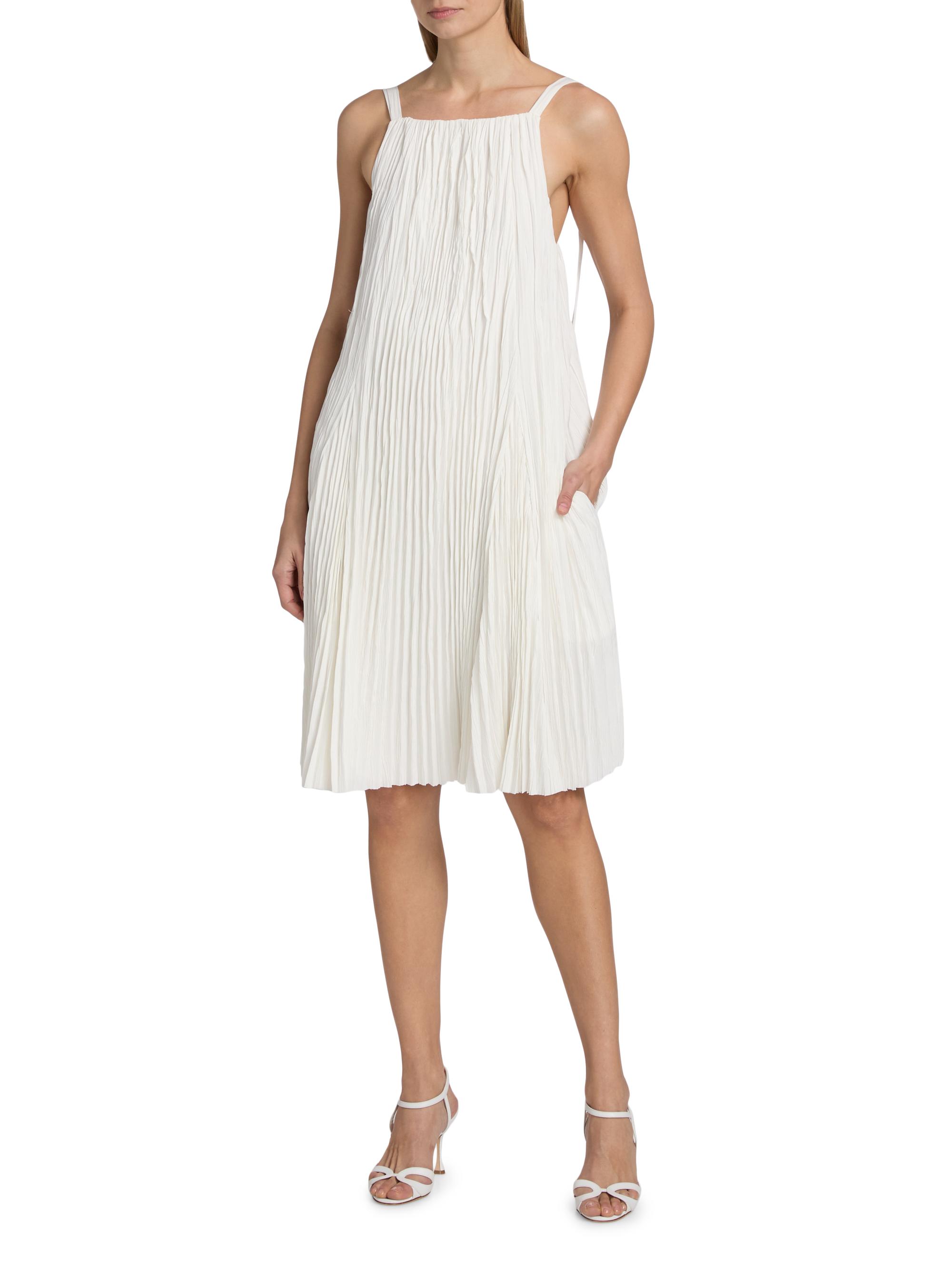 knee length dresses for ladies Vienne White Lace-Up Pleated Maxi Dress main image 0