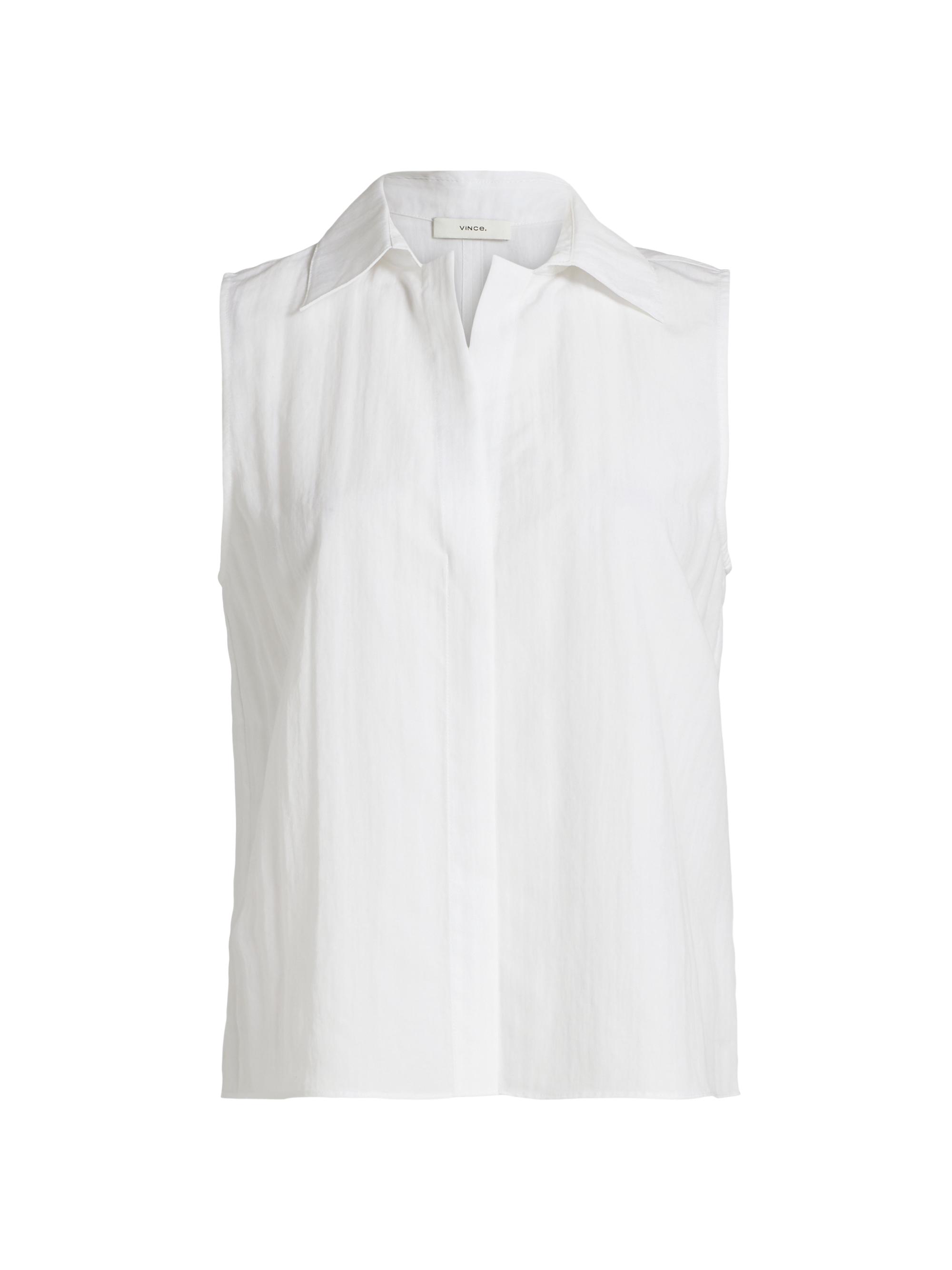 Vince Women's Boxy Sleeveless Button-Front Blouse - Optic White