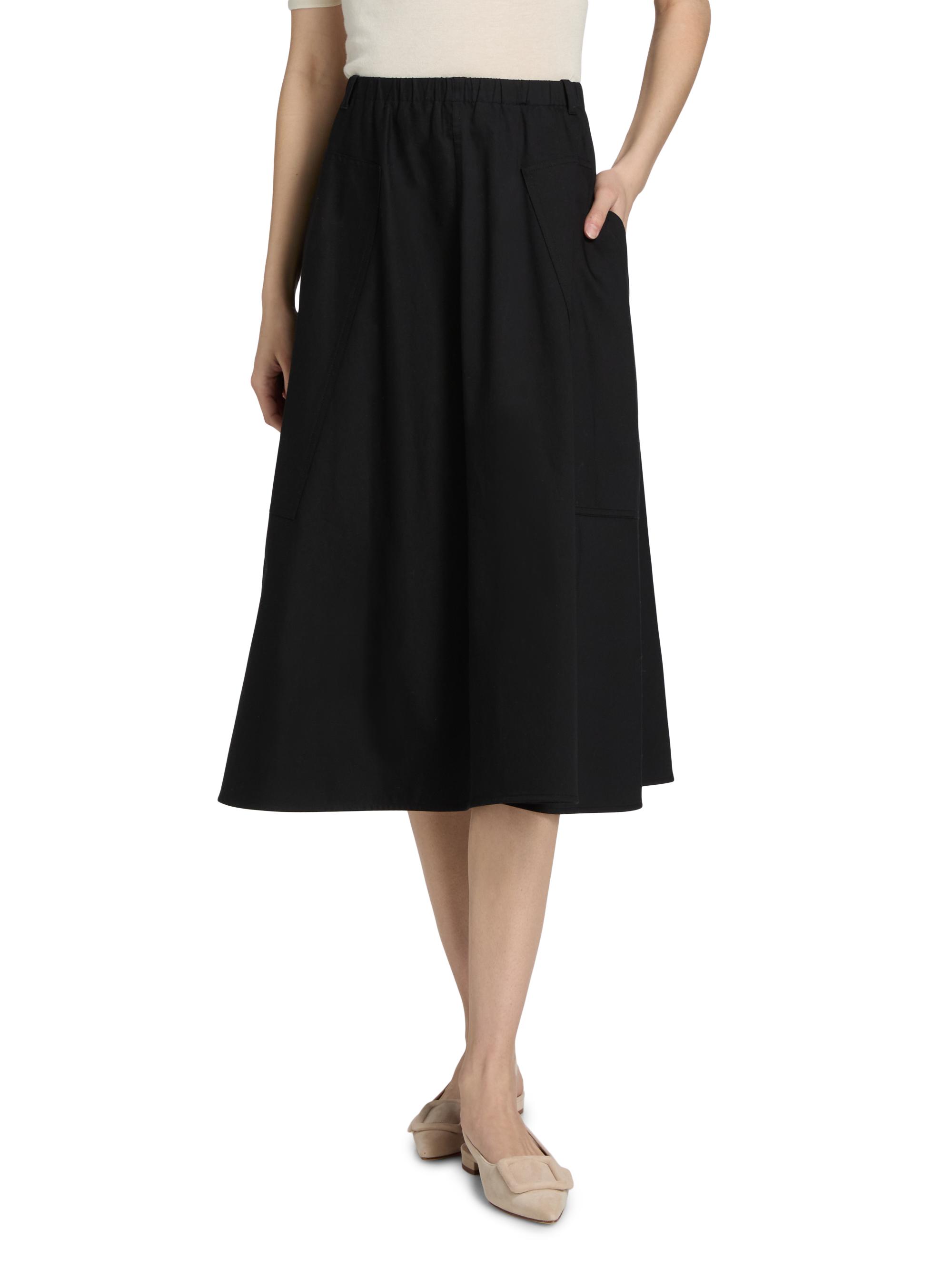 Vince Women's Pocket Full Cotton Midi-Skirt - Black | Thumbnail 3