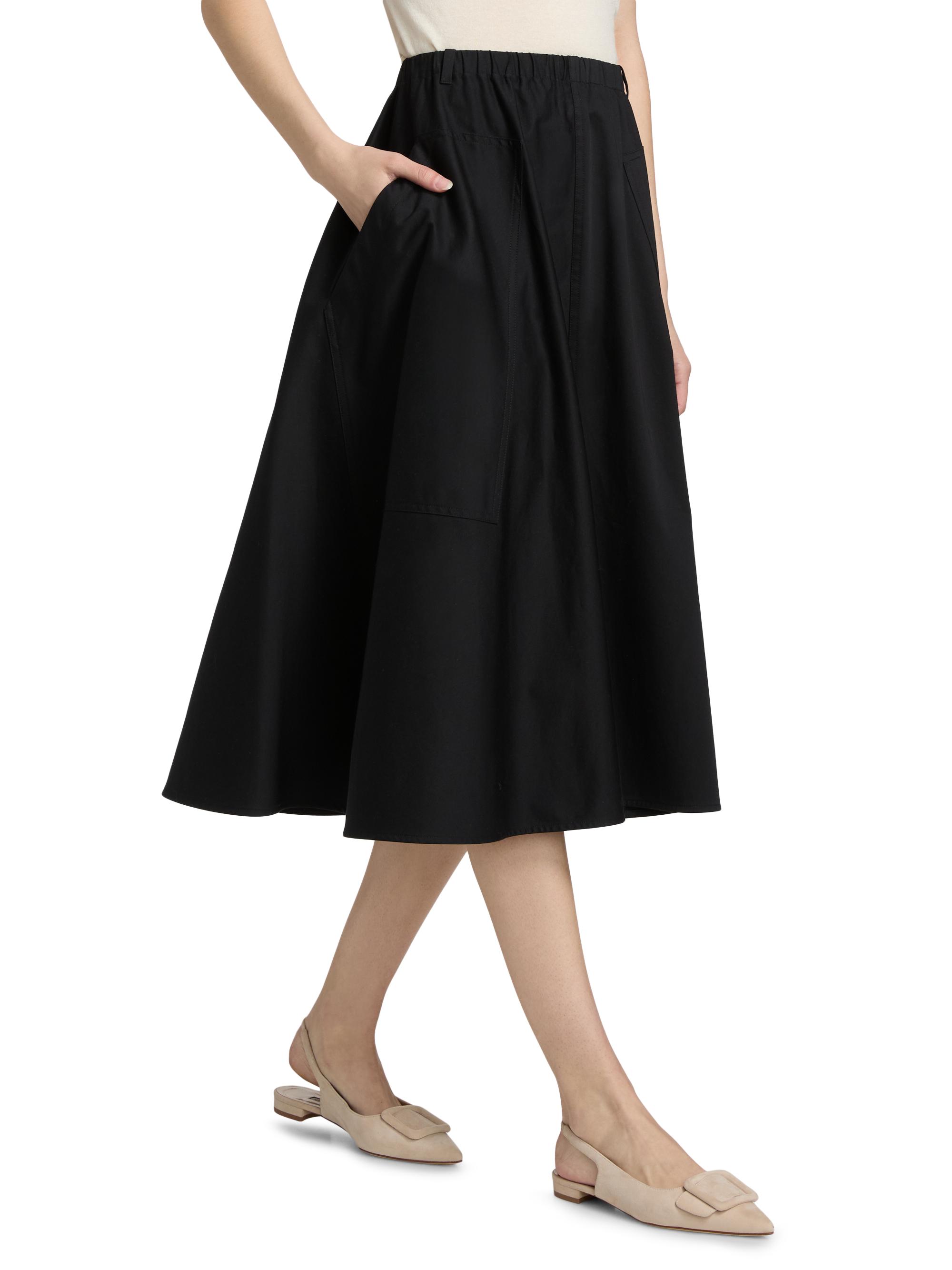 Vince Women's Pocket Full Cotton Midi-Skirt - Black | Thumbnail 4