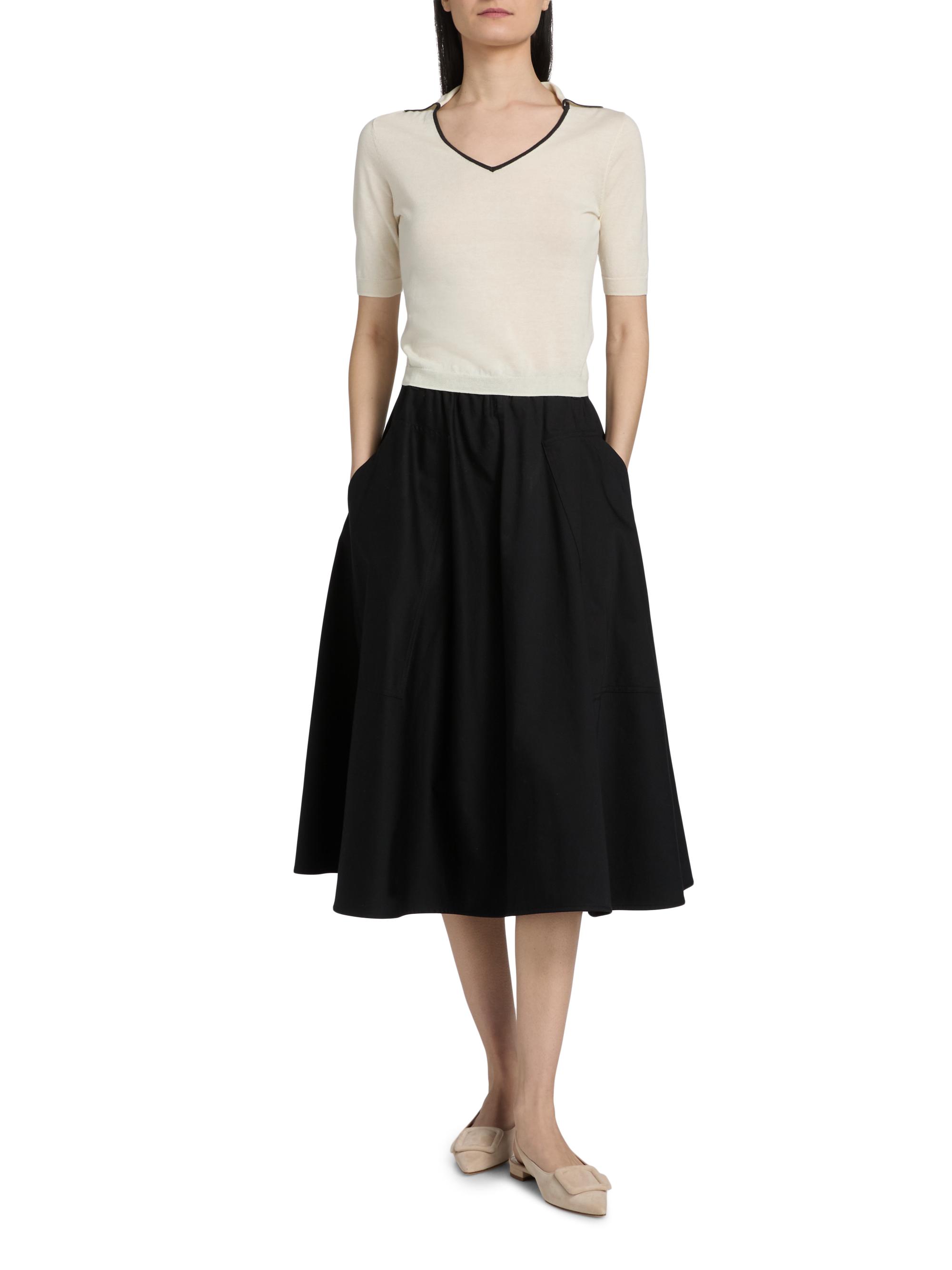 Vince Women's Pocket Full Cotton Midi-Skirt - Black | Thumbnail 2