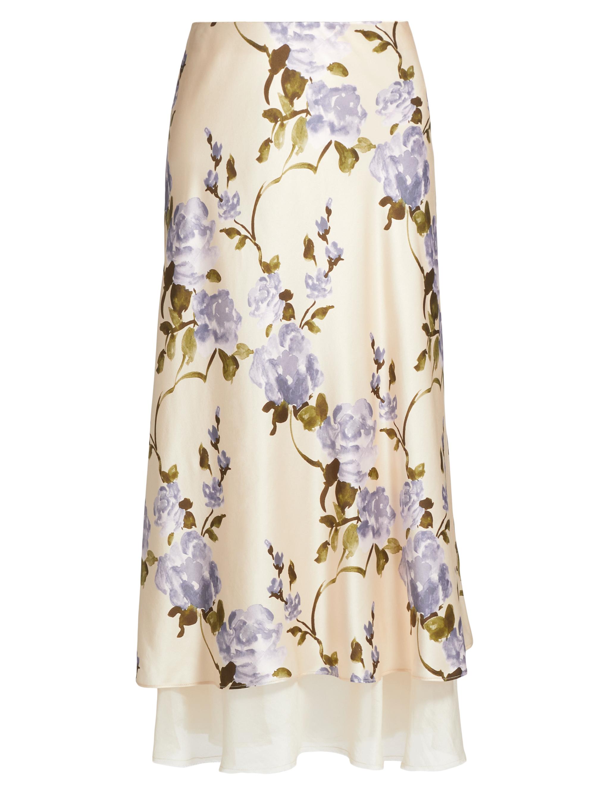 Cami NYC Women's Genoa Silk Chiffon-Trimmed Midi-Skirt - Moonflower Watercolor