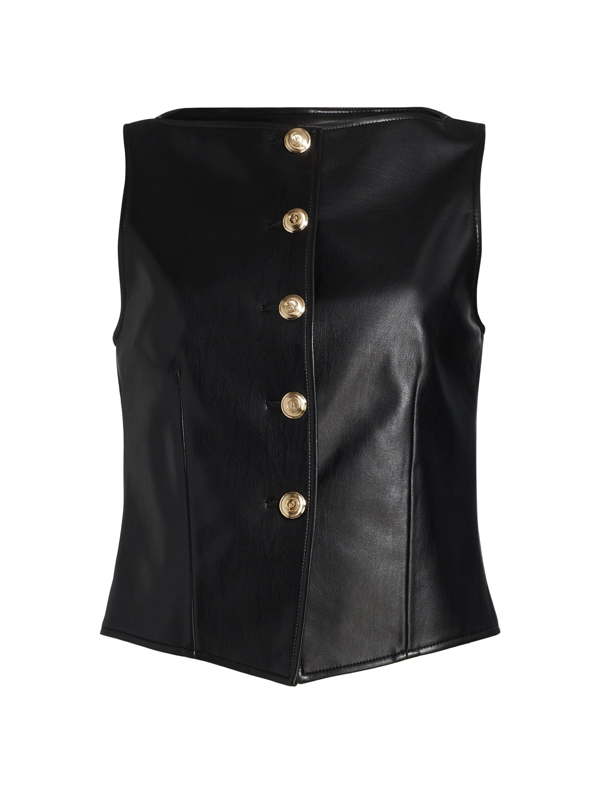 CINQ A SEPT Women's Camen Faux-Leather Vest - Black