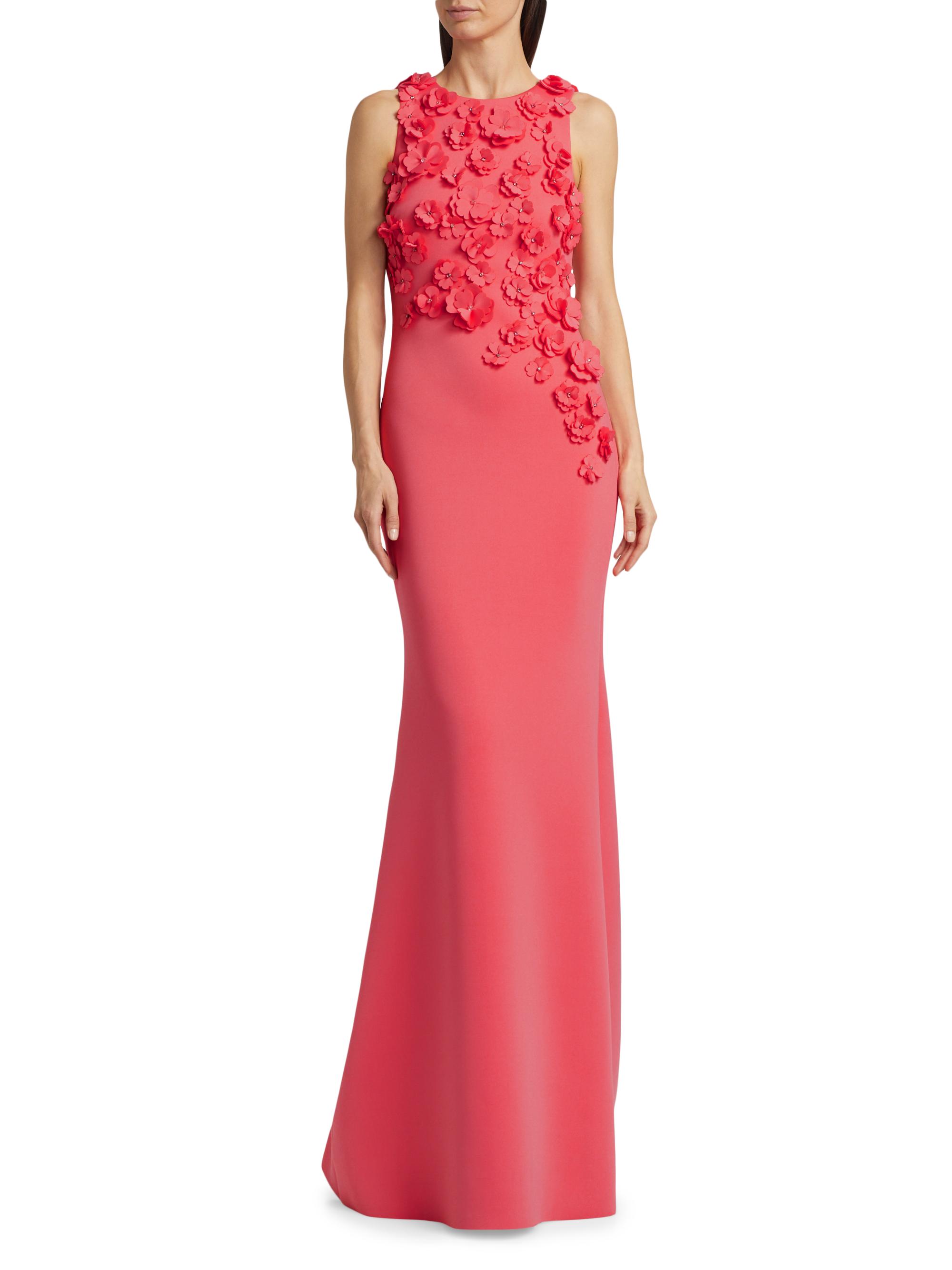 badgley mischka off the shoulder scuba dress Badgley Mischka Scuba Floral & Crystal Gown