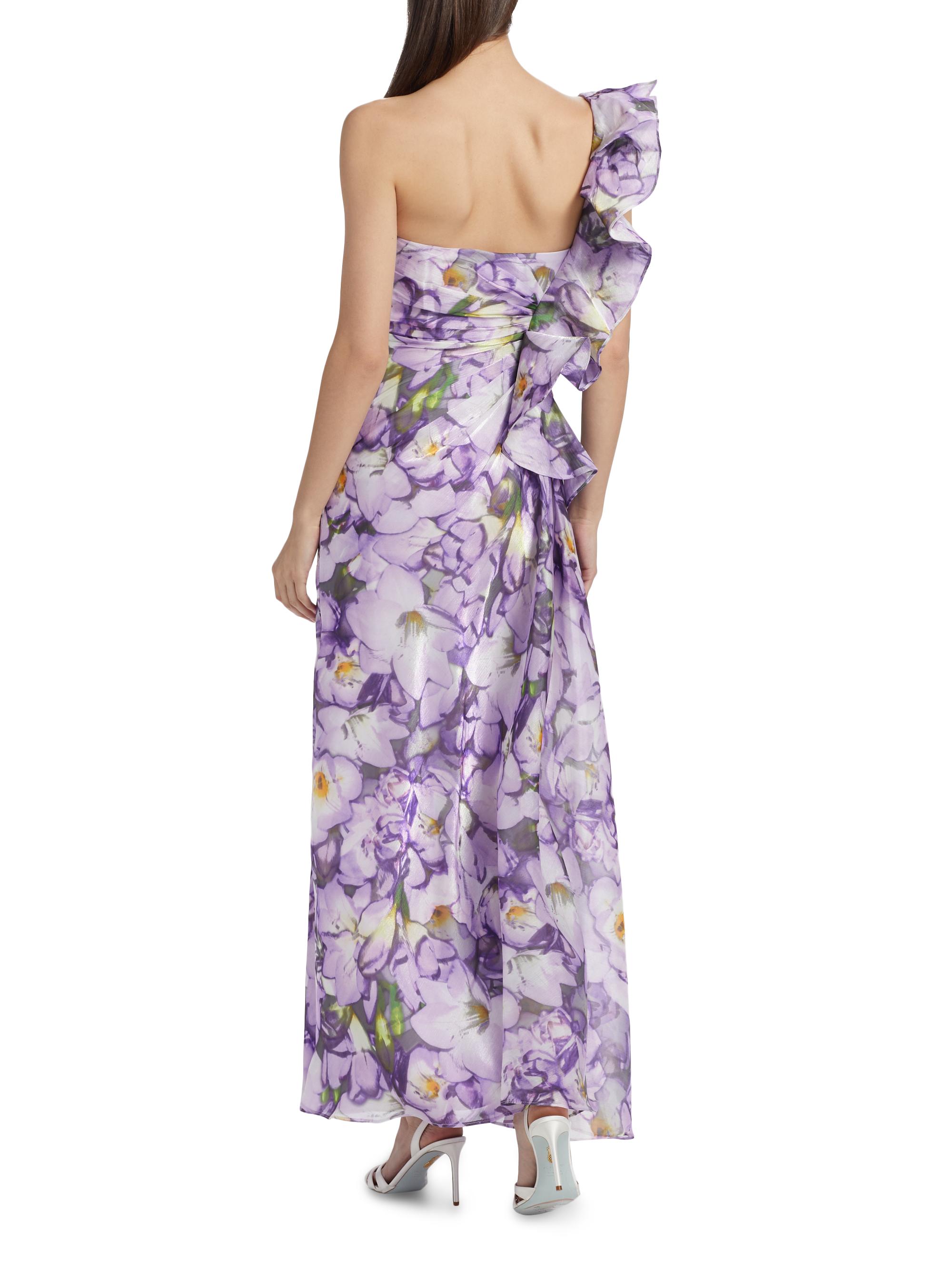 sea blue formal dress Ava Presley 26413 One Shoulder Floral Cocktail Dress main image 1