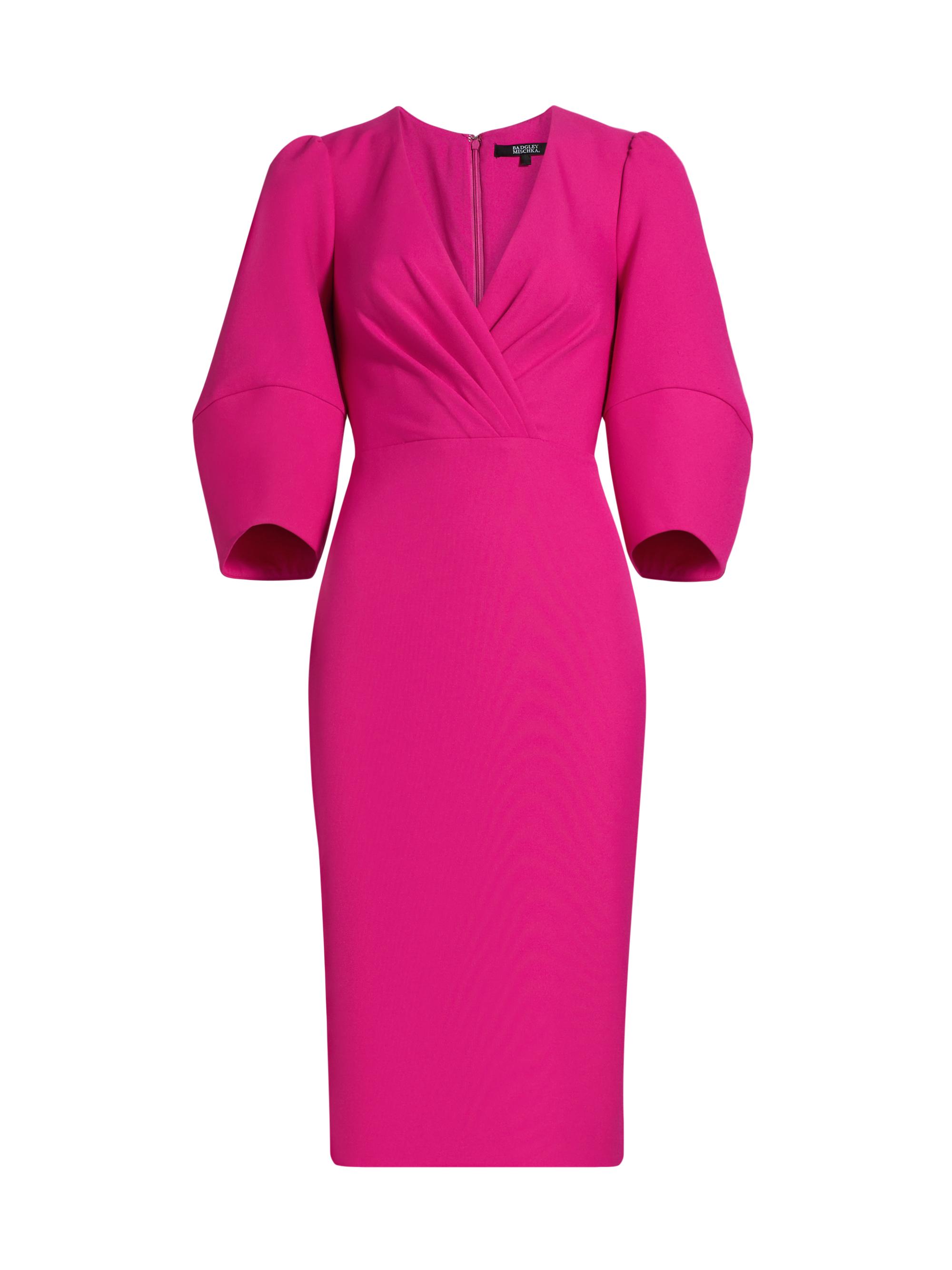 Badgley Mischka Women's Stretch-Crepe Knee-Length Cocktail Dress - Hot Pink