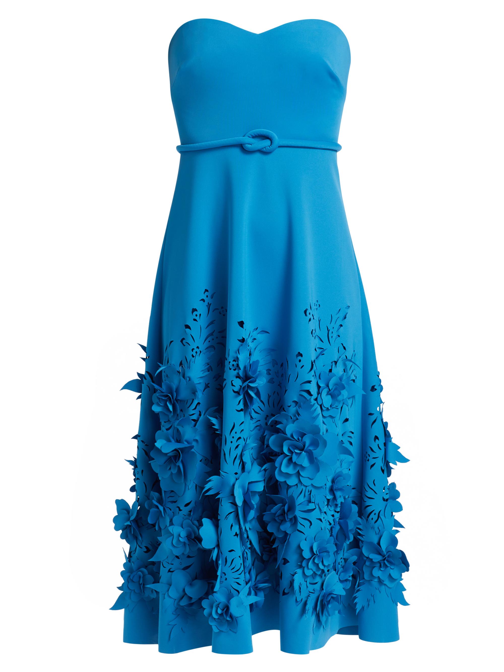 Badgley Mischka Women's Sweetheart Neck Floral Cutout Cocktail Dress - Bright Aqua