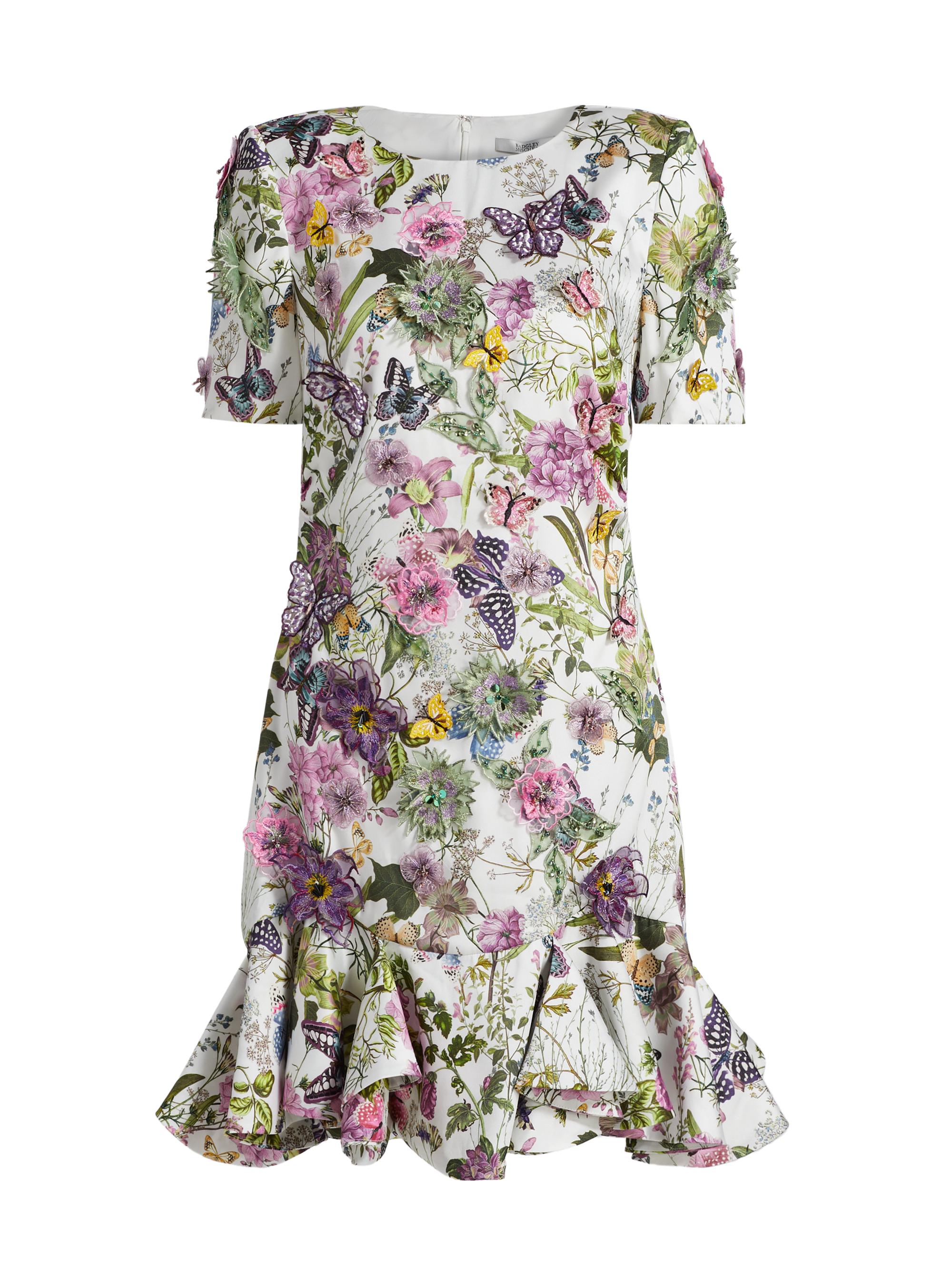 Badgley Mischka Women's Embroidered Appliqué Floral Cocktail Dress - White Multi