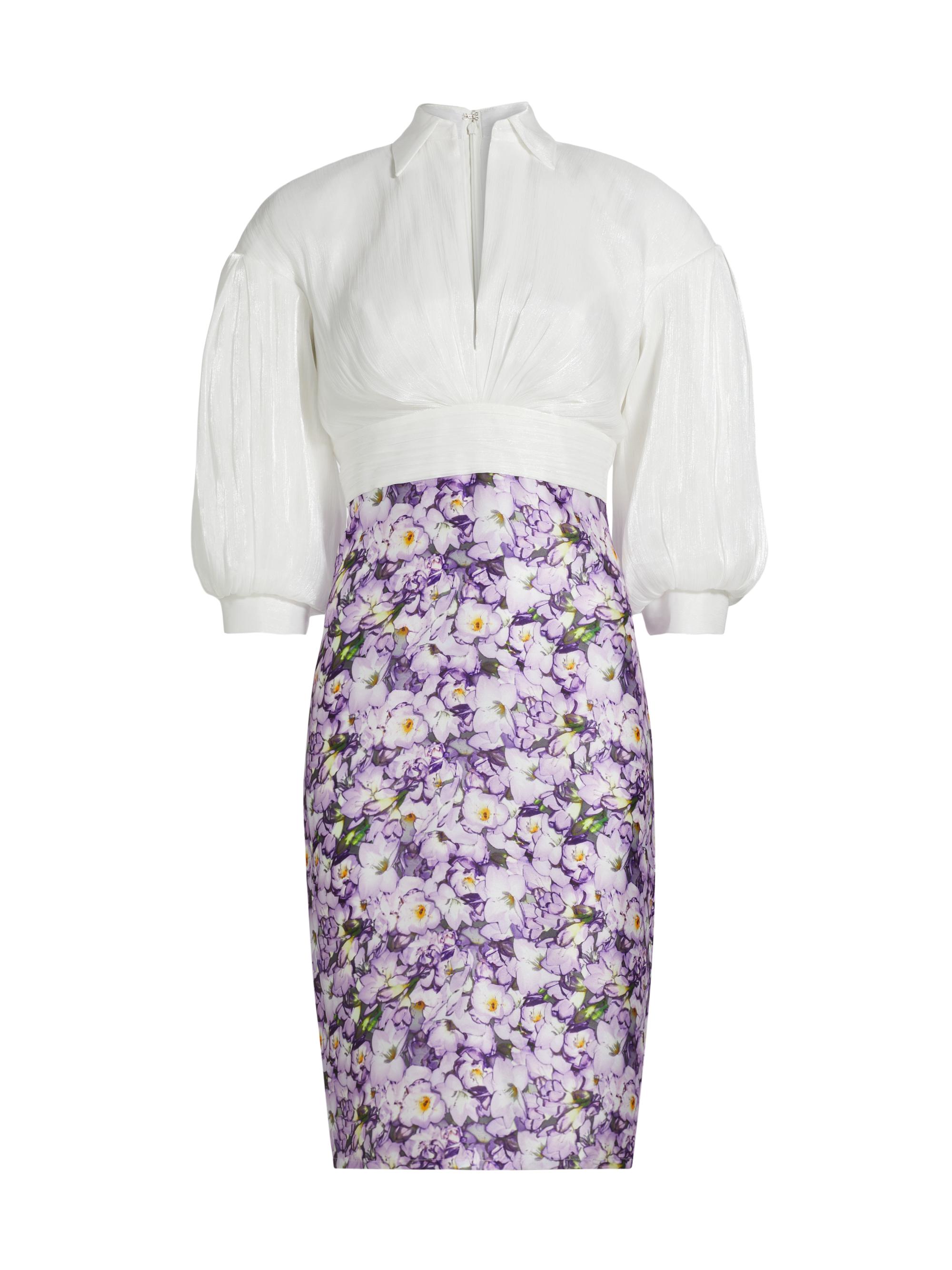 Badgley Mischka Women's Pieced Knee-Length Cocktail Dress - Lilac Multi