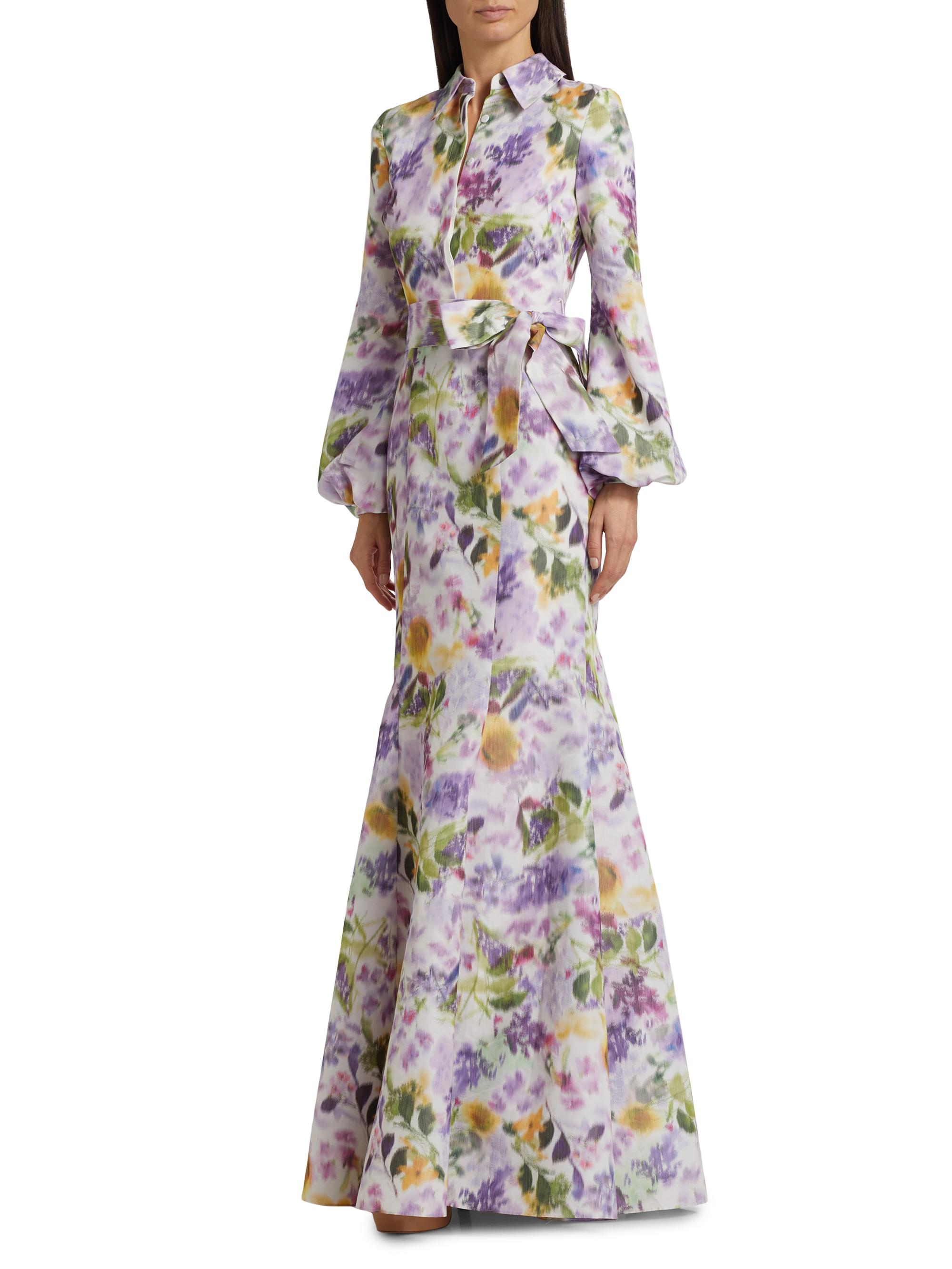 green emerald velvet dress 3D Floral Appliqu Sheath Gown by Badgley Mischka