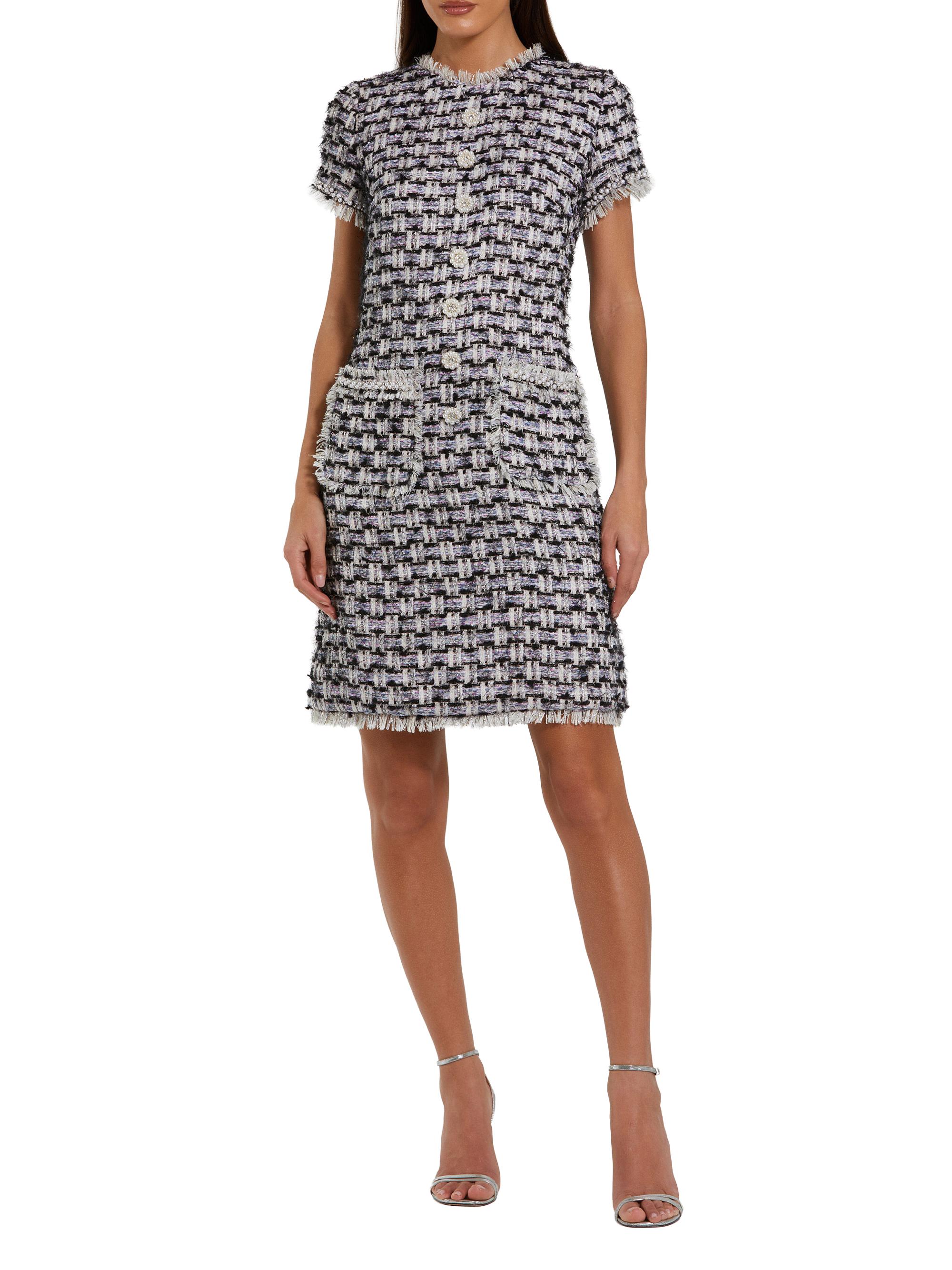 Mac Duggal Women's Floral Beaded Tweed Dress - Black Multi