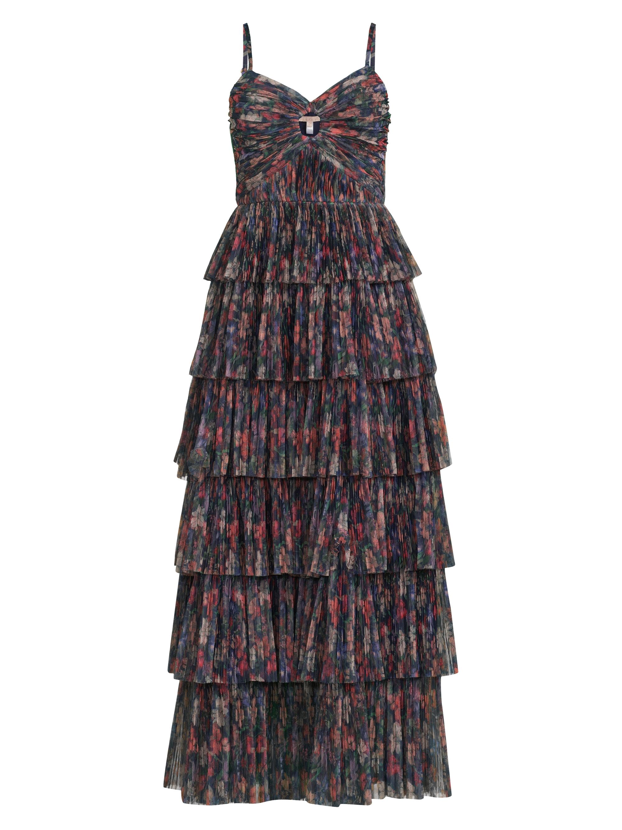Hutch Women's Rosey Floral Tiered Gown - Navy Multi Tropical Garden