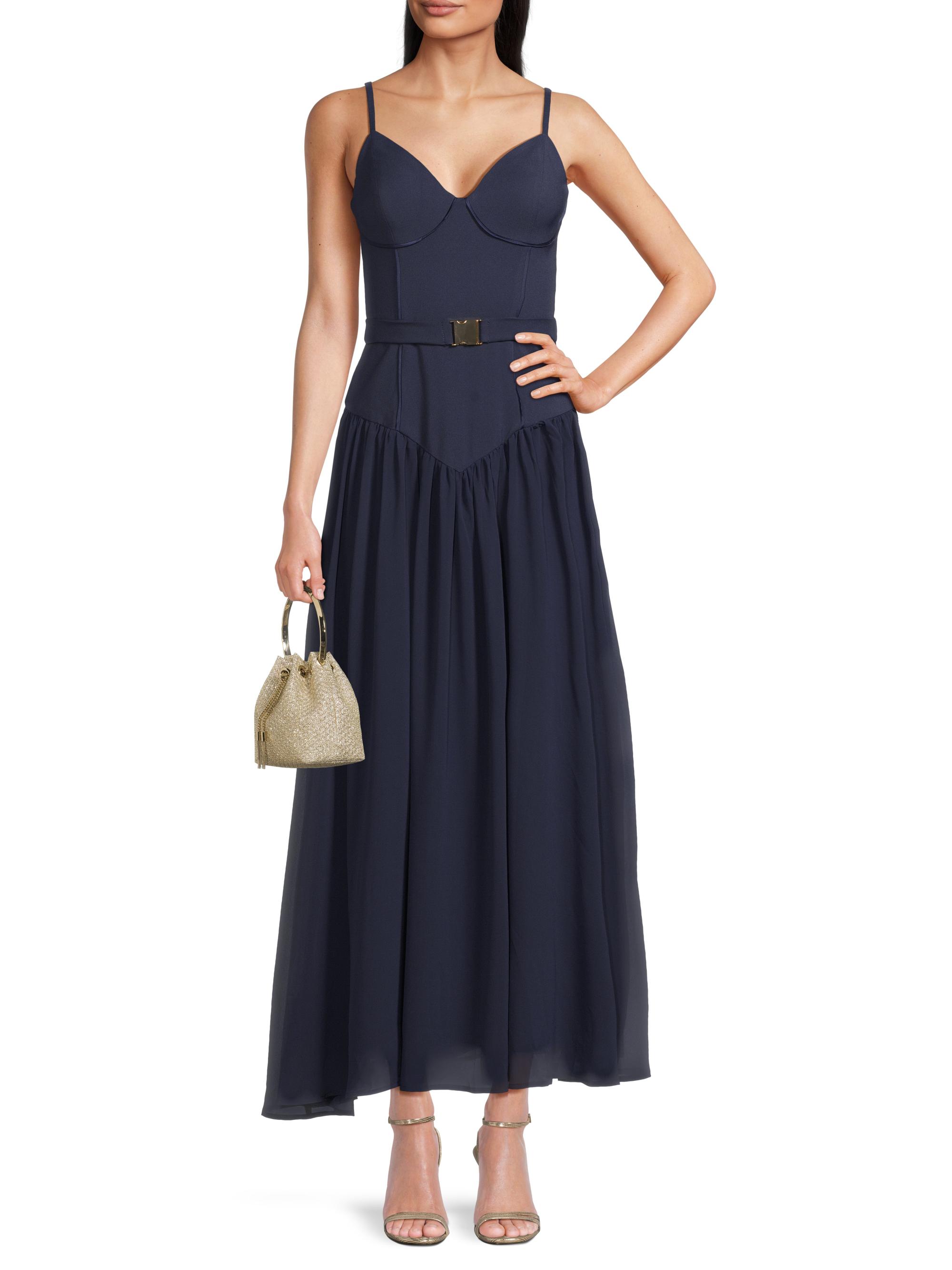 Hutch Ruby Belted Basque-Waist Maxi Dress