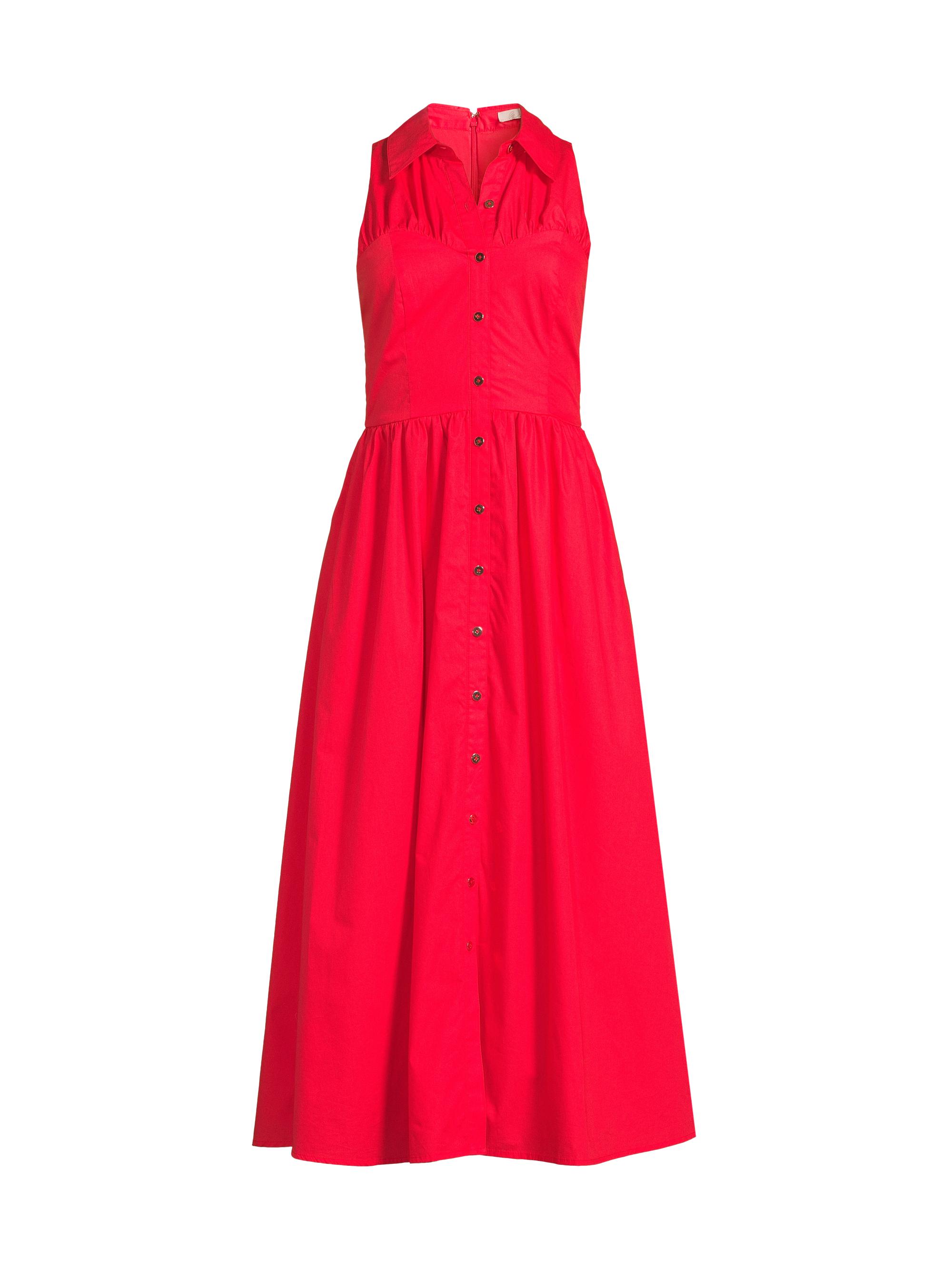 Hutch Women's Vivian Poplin Sleeveless Shirtdress - Poppy Red