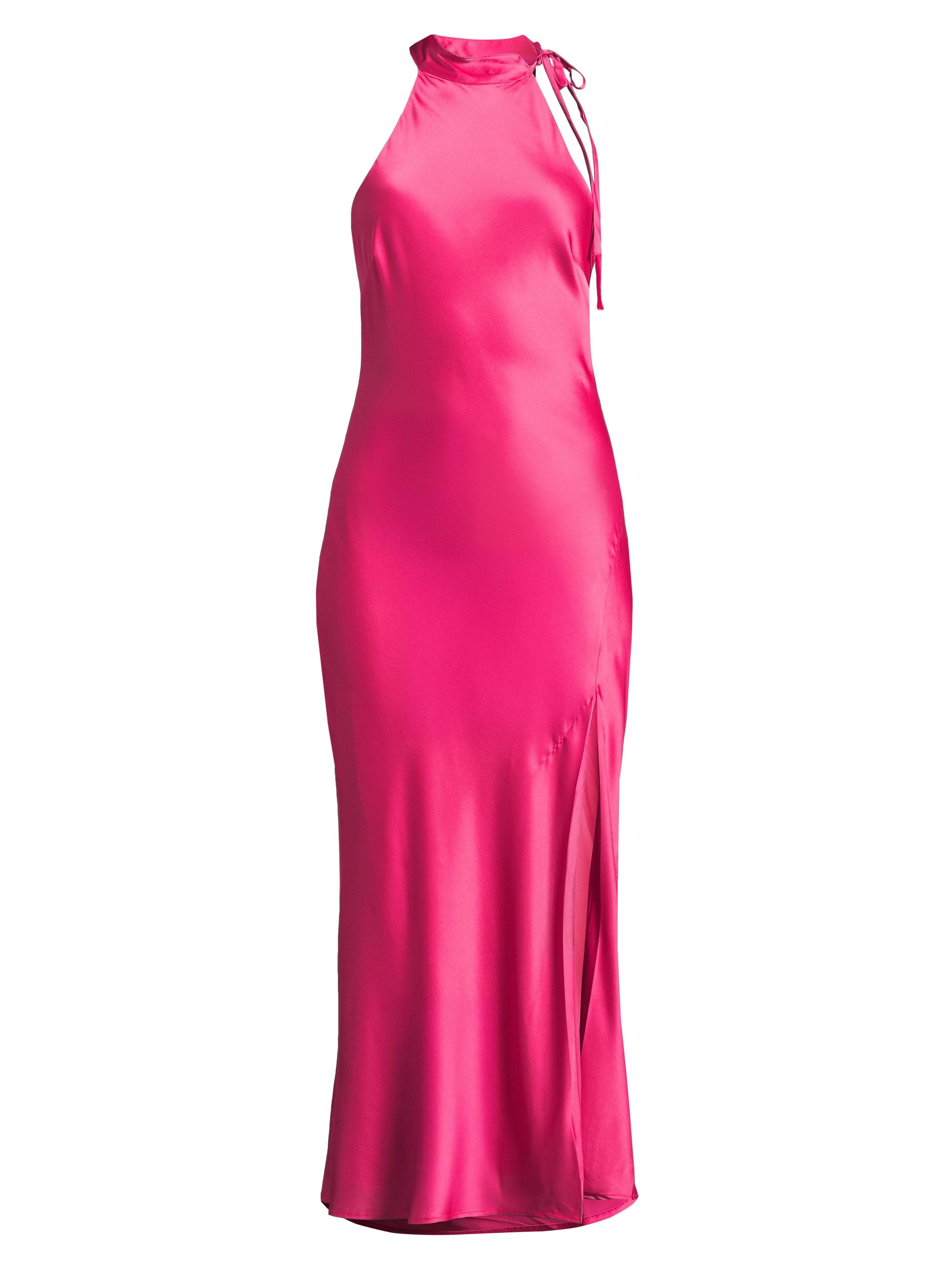 Hutch Women's Mari Stretch-Satin Halterneck Midi-Dress - Fuschia