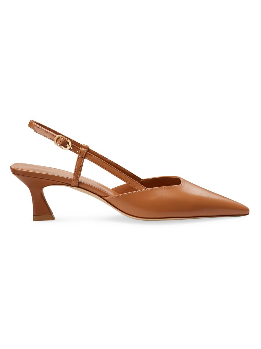 Stuart Weitzman Vinnie 50MM Leather Slingback Pumps | Saks