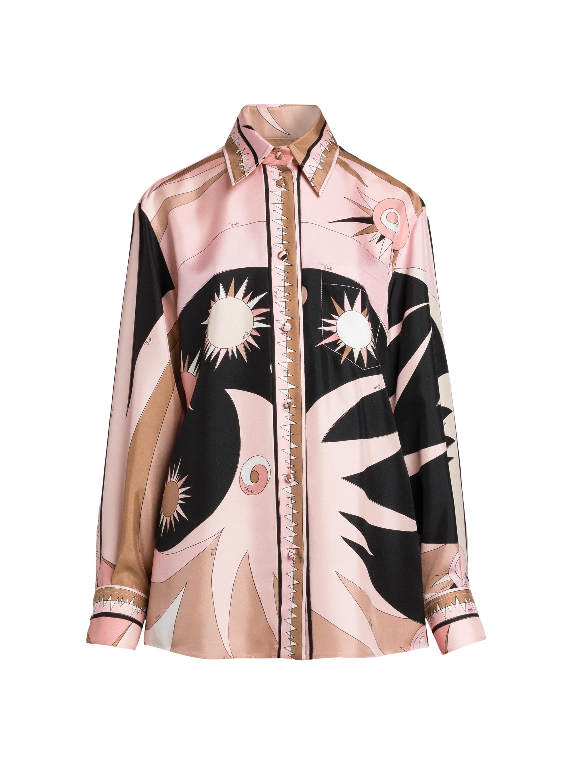 Pucci Women's Printed Silk Twill Button-Front Shirt - Natural