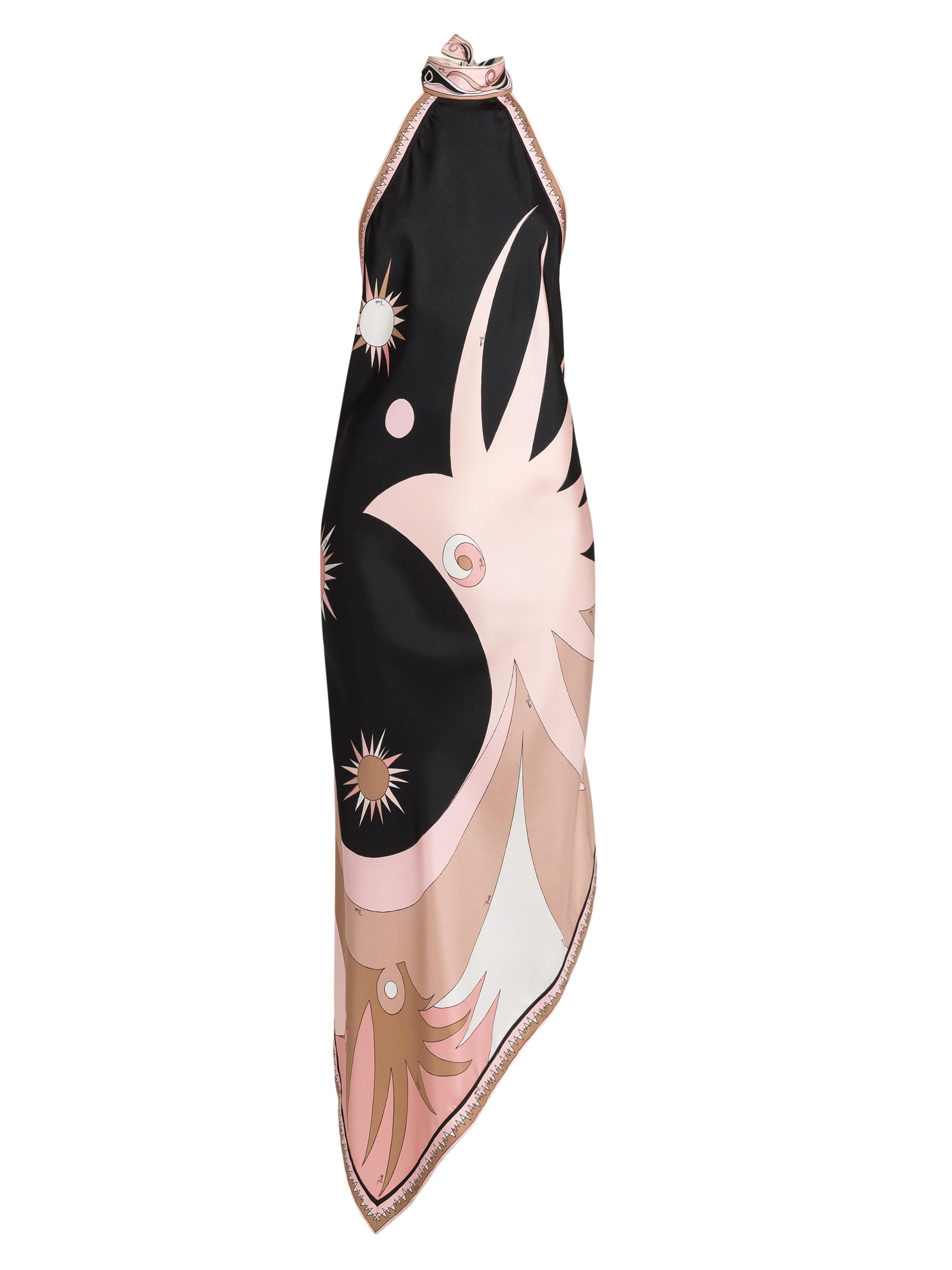 Pucci Women's Printed Silk Twill Halter Neck Dress - Natural