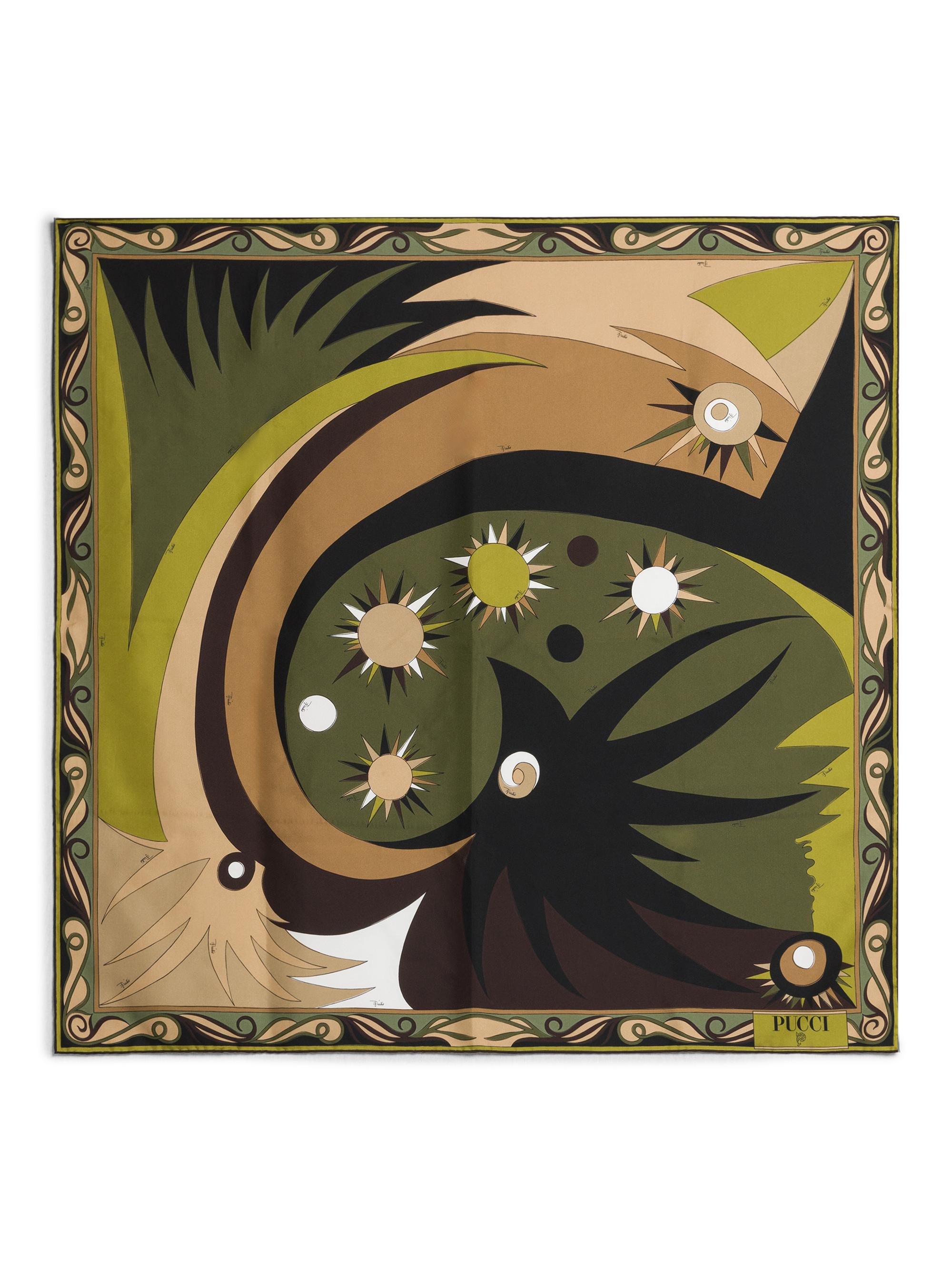 Pucci Women's Logo Graphic Silk Scarf - Khaki