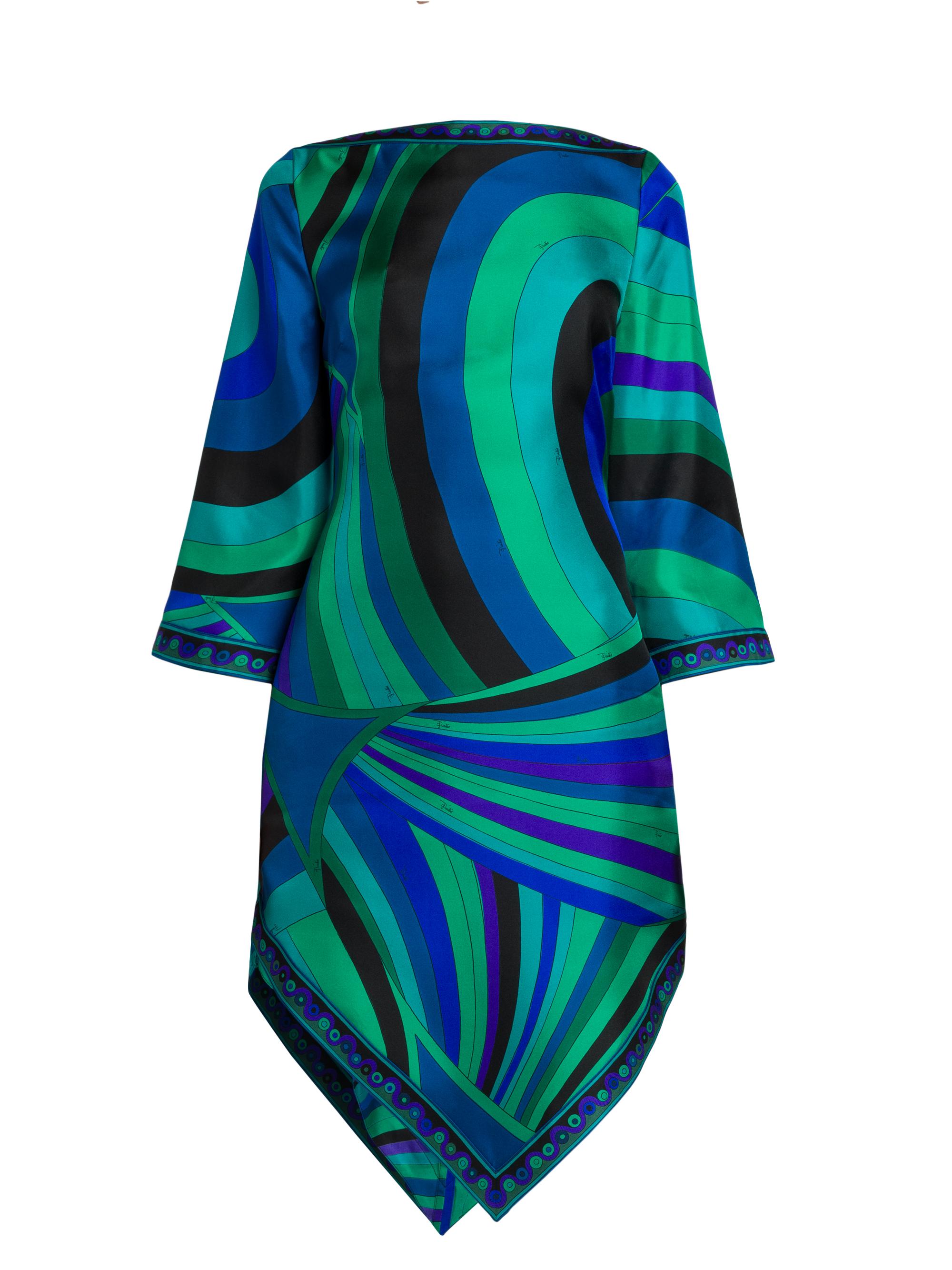 Pucci Women's Geometric Print Silk Minidress - Smeraldo
