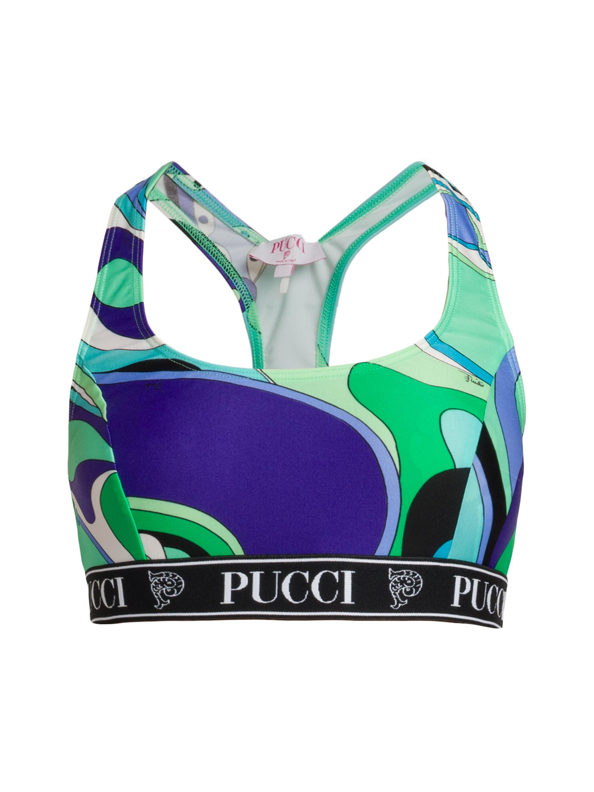 Pucci Women's Abstract-Print Racerback Sports Bra - Verde Lilla